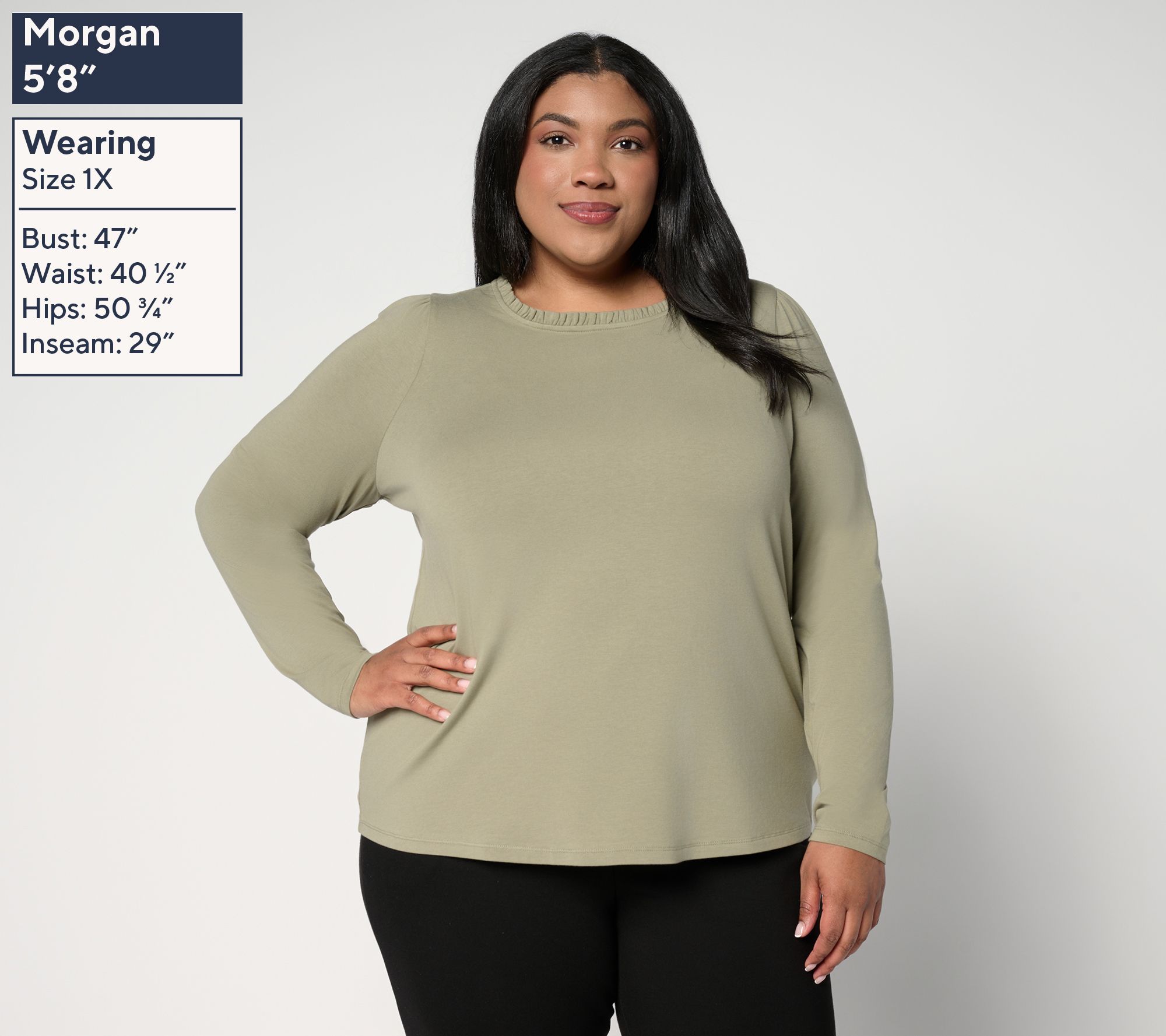 AnyBody Cozy Knit Ruffle Neck Long Sleeve Top