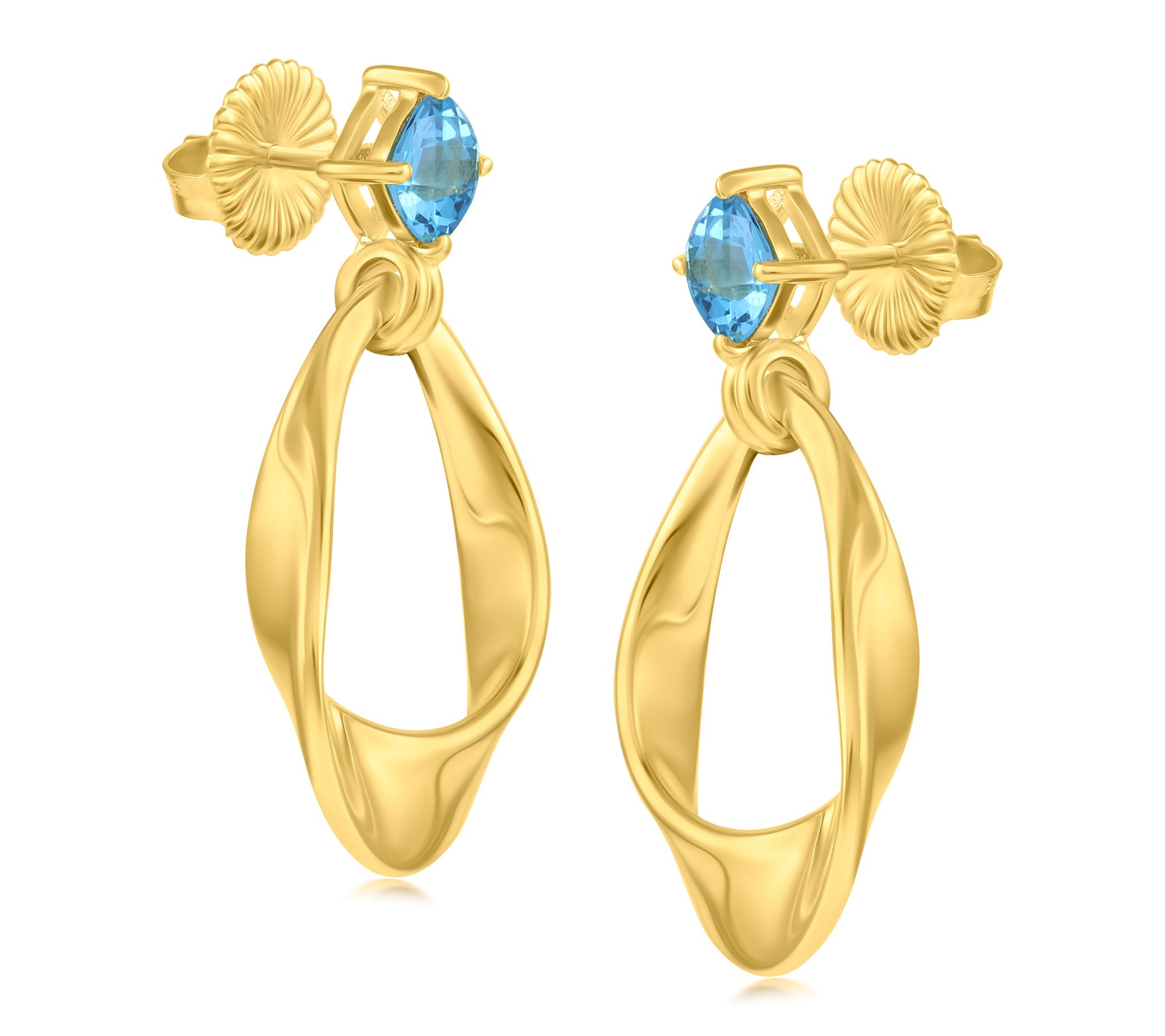 Christian James 14K Gold Clad Pear Gemstone Dangle Earrings