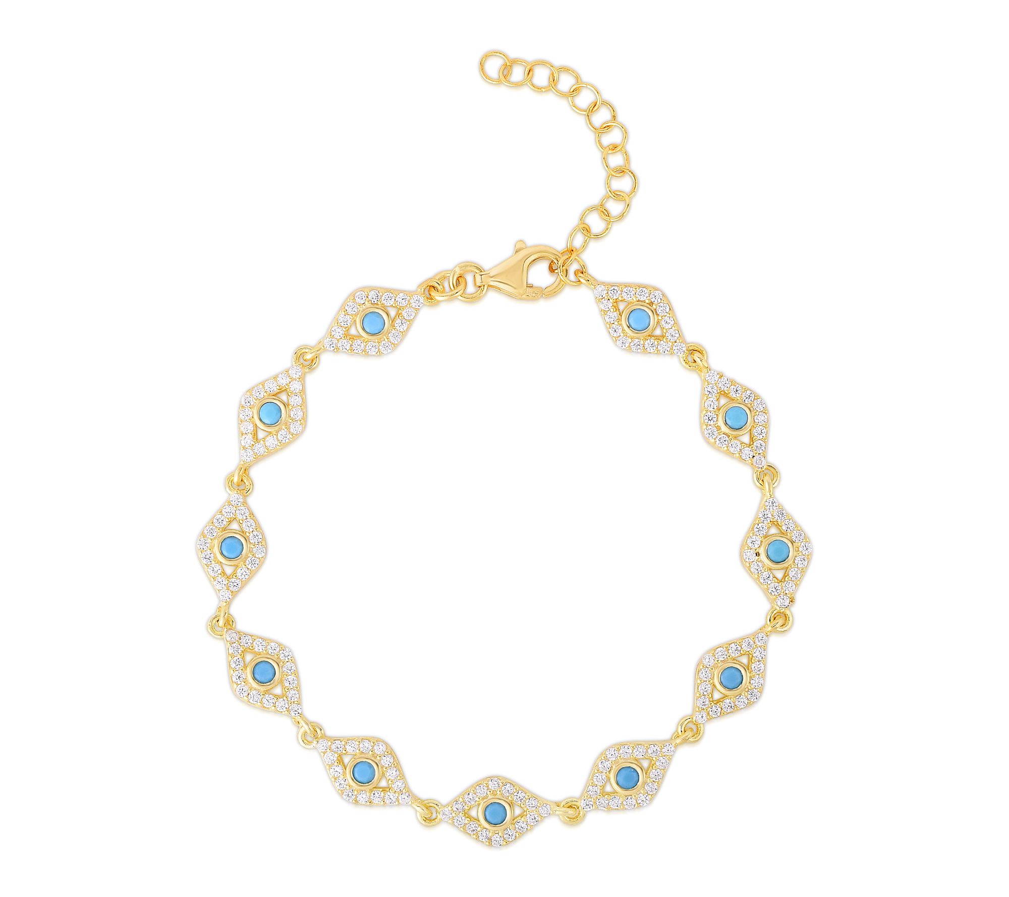 Sterlina Silver Pave Evil Eye Chain Bracelet, Sterling