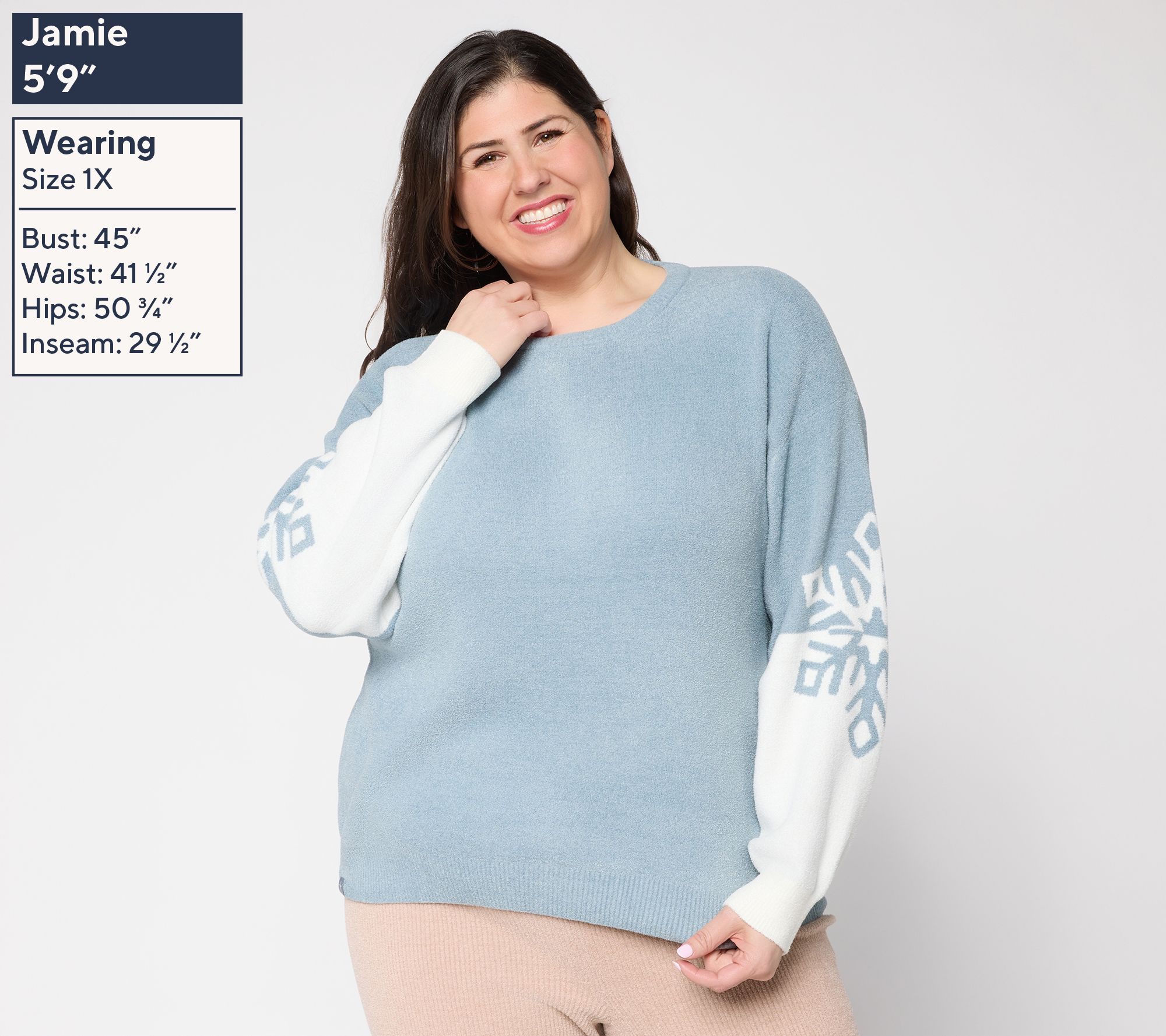 Barefoot Dreams CozyChic Ultra Lite Snowflake Crew Neck Pullover