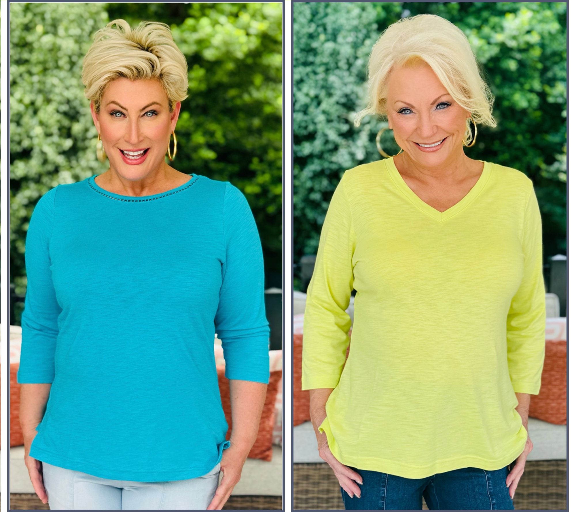Belle by Kim Gravel Set of 2 3/4 Sleeve Slub Knit Tops