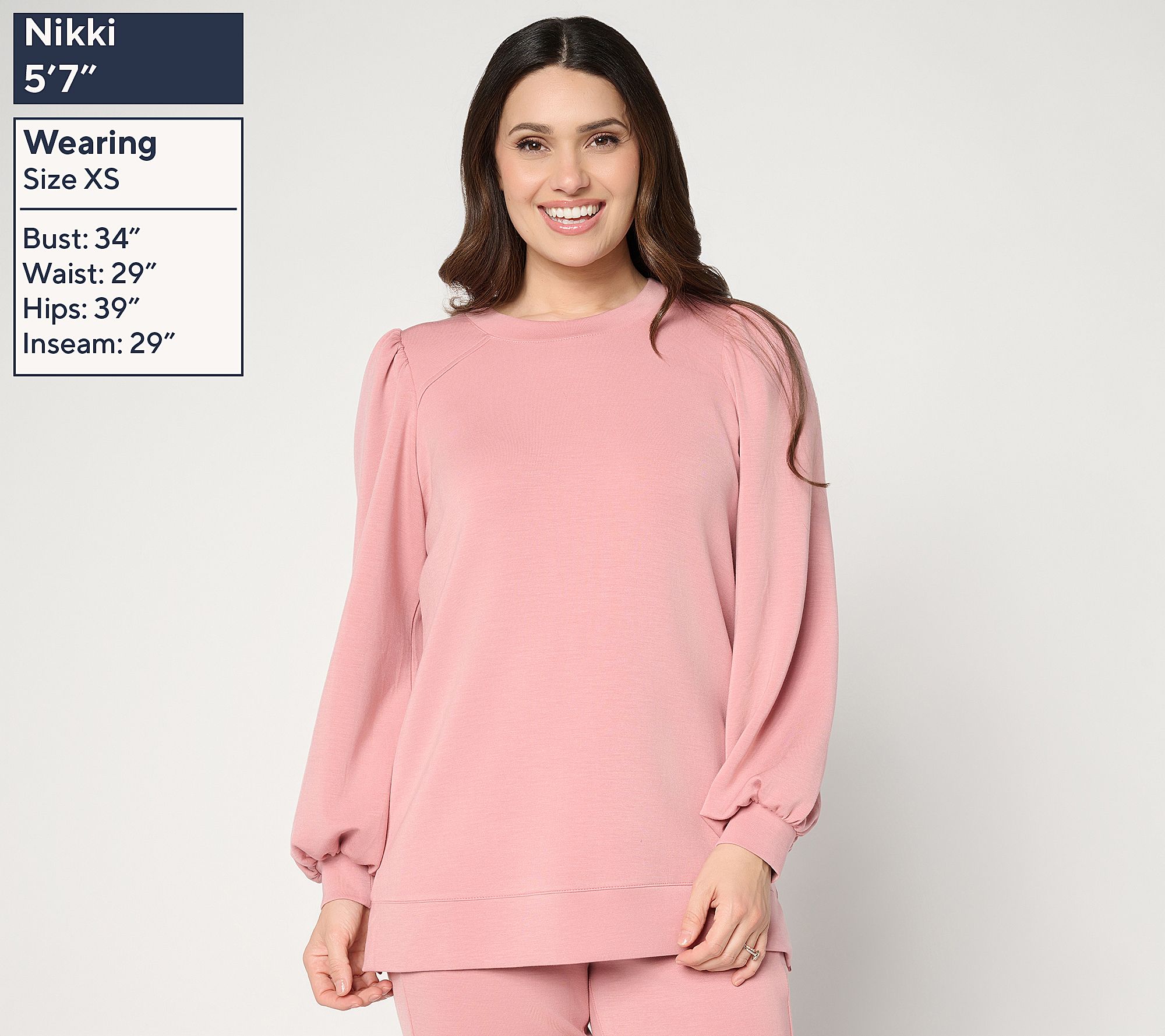 Belle by Kim Gravel Reg ScubaLuxe Mega Blouson Sleeve Top