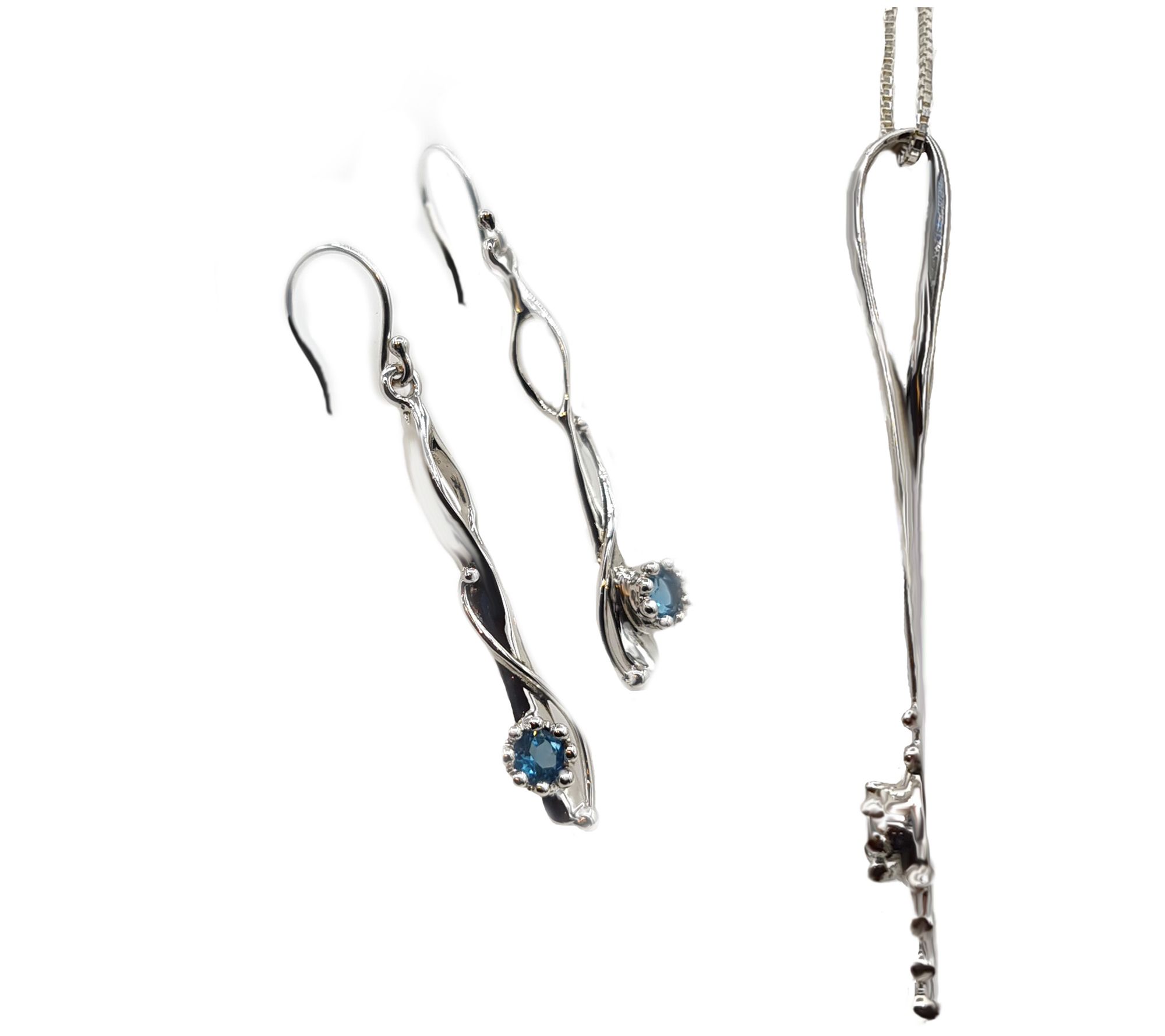 Hagit Sterling Silver Gemstone Earrings & Necklace Set