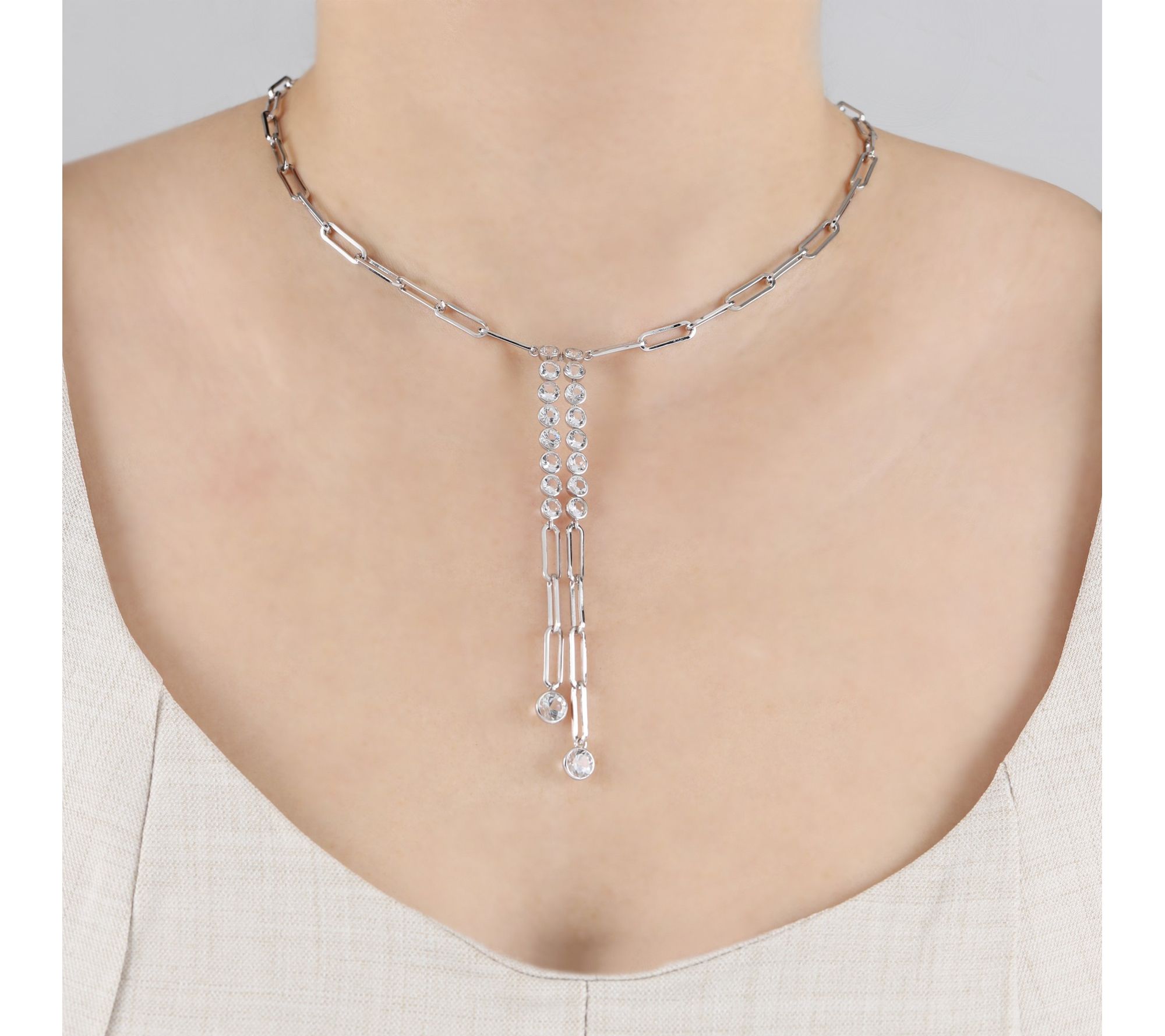 Elyse Ryan Sterling Silver White Topaz Sloane Necklace