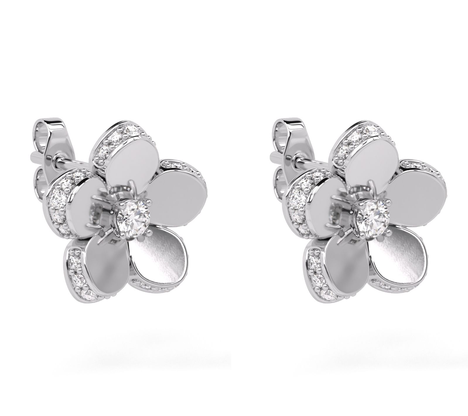 Diamonique 0.55 cttw Flower Stud Earrings, Sterling Silver