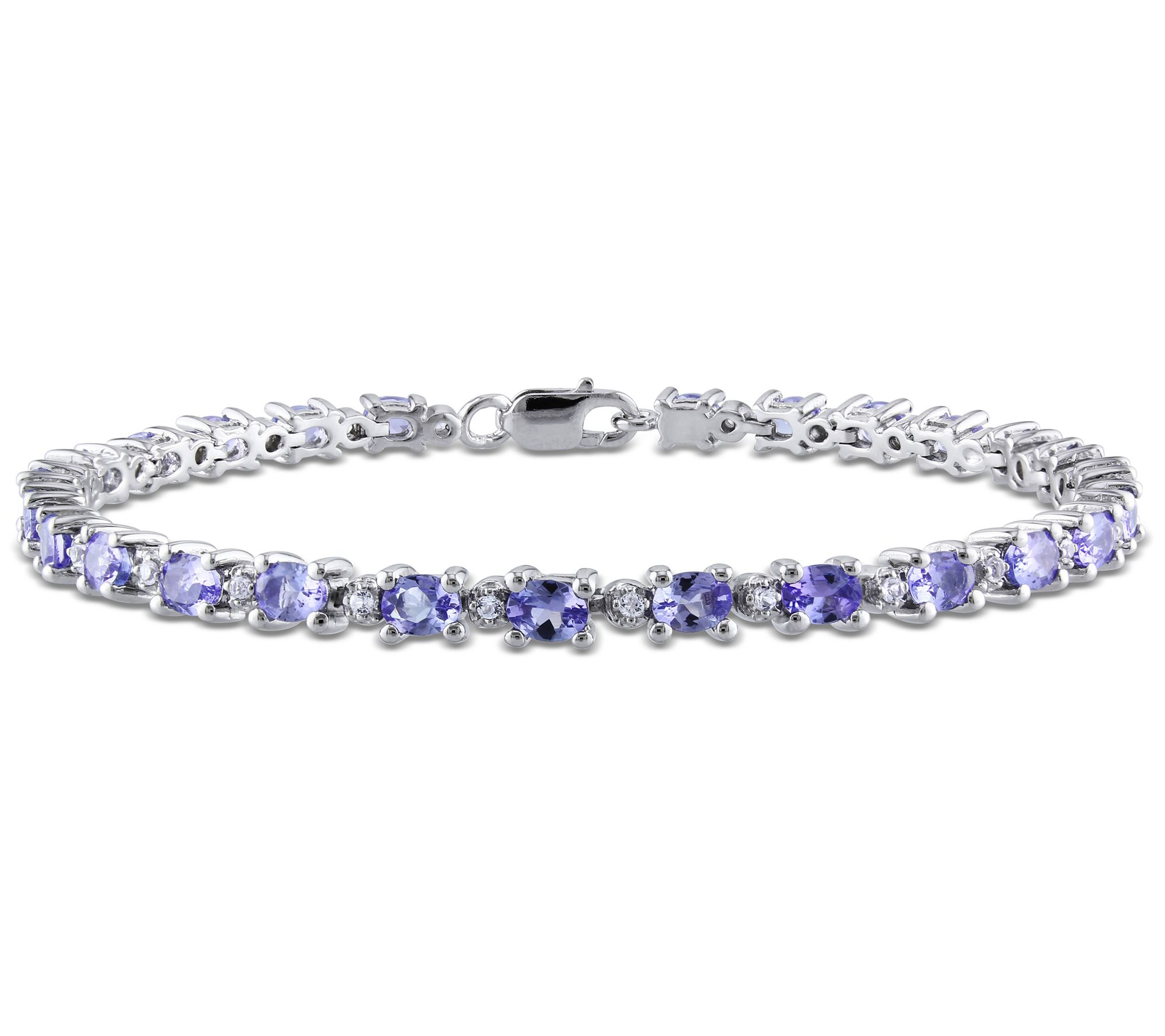 Sterling Silver 4.40 cttw Tanzanite & White Topaz Bracelet