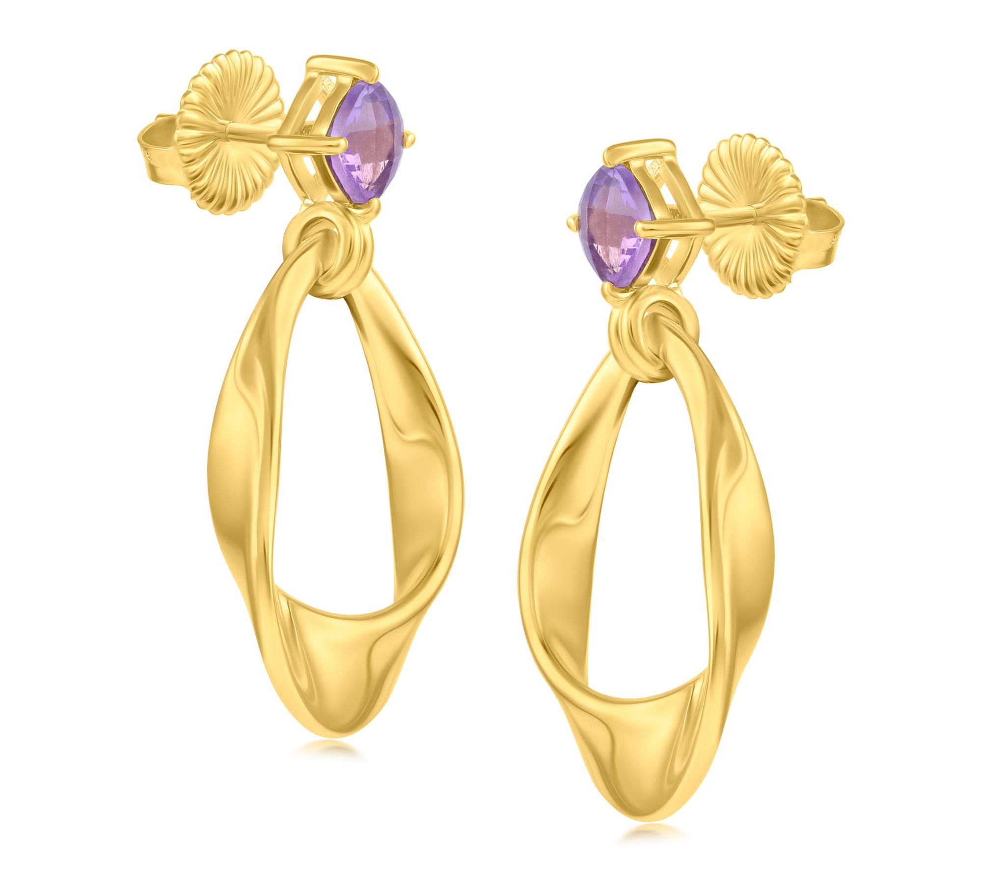 Christian James 14K Gold Clad Pear Gemstone Dangle Earrings