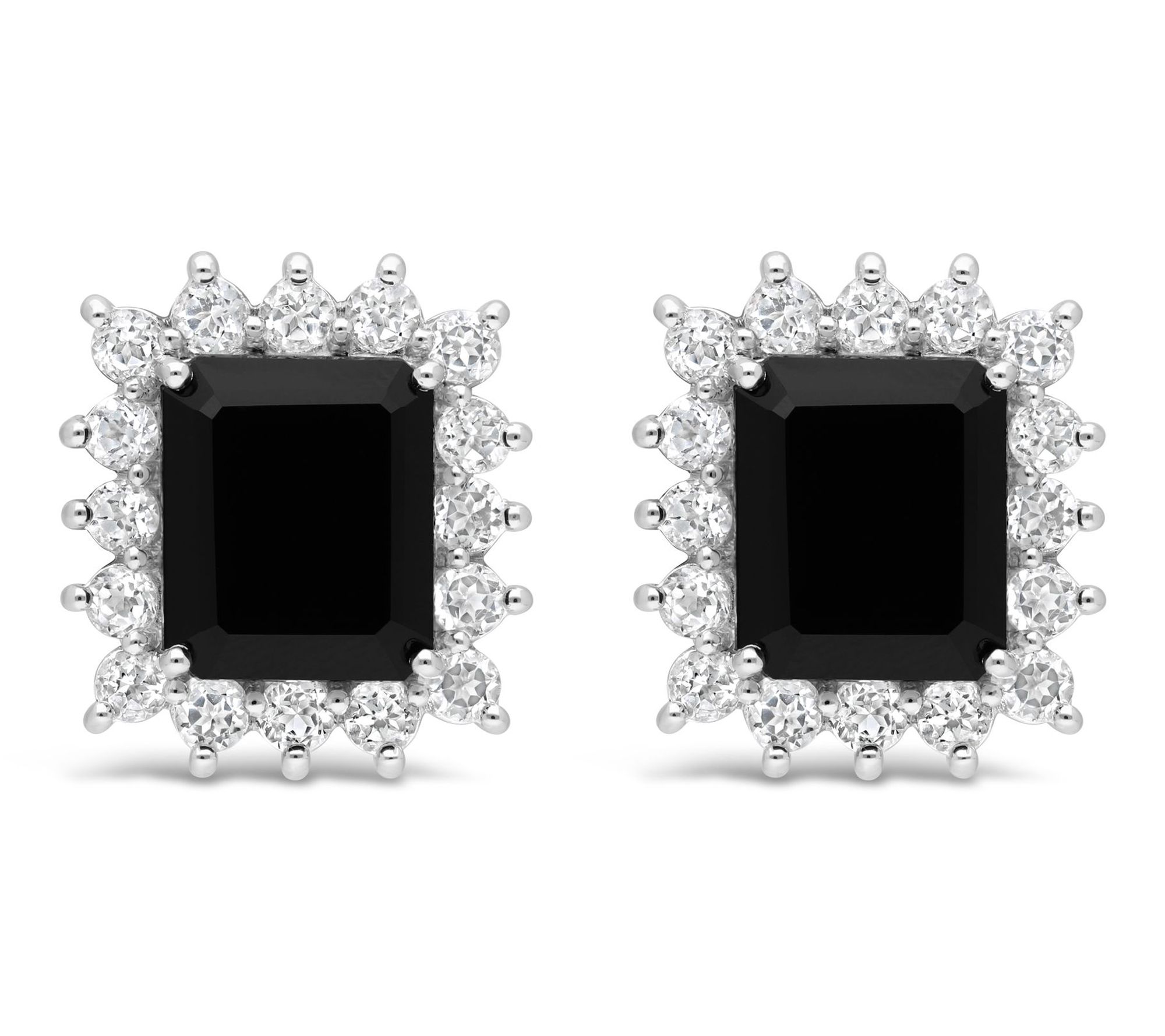 Ariva Sterling Silver Onyx & White Topaz Vivien Earrings