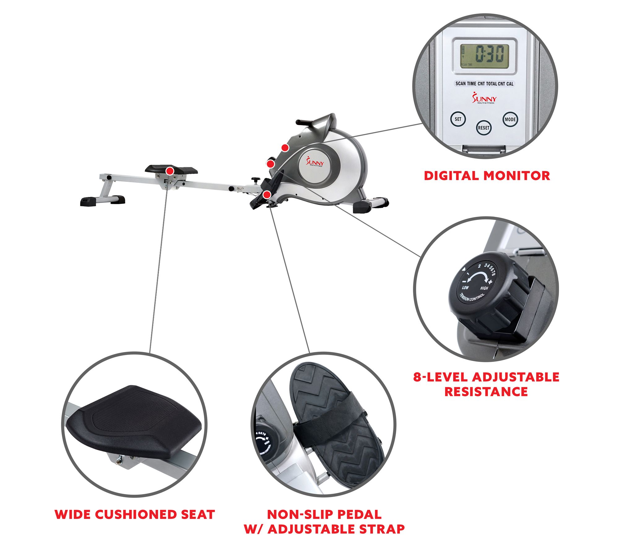 Sunny Health & Fitness SF-RW5515 Magnetic Rowing Machine