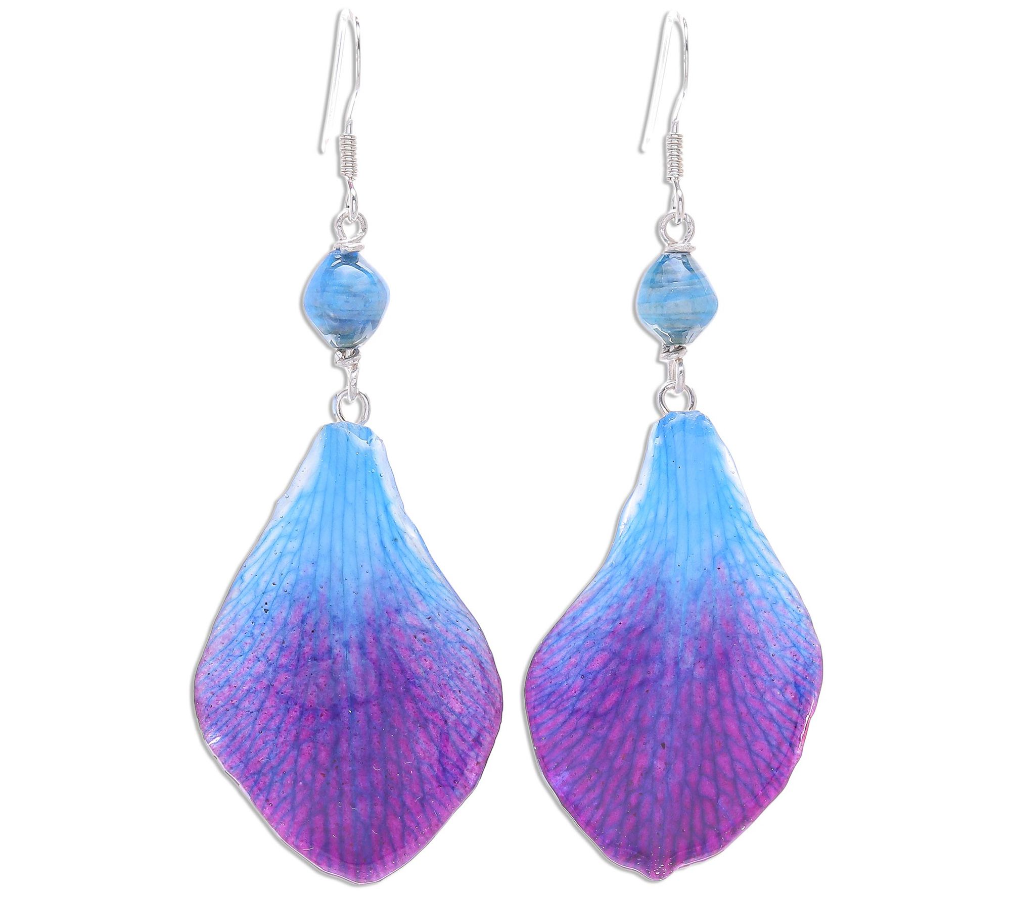 Novica Sterling Silver Orchid Petal Dangle Earrings