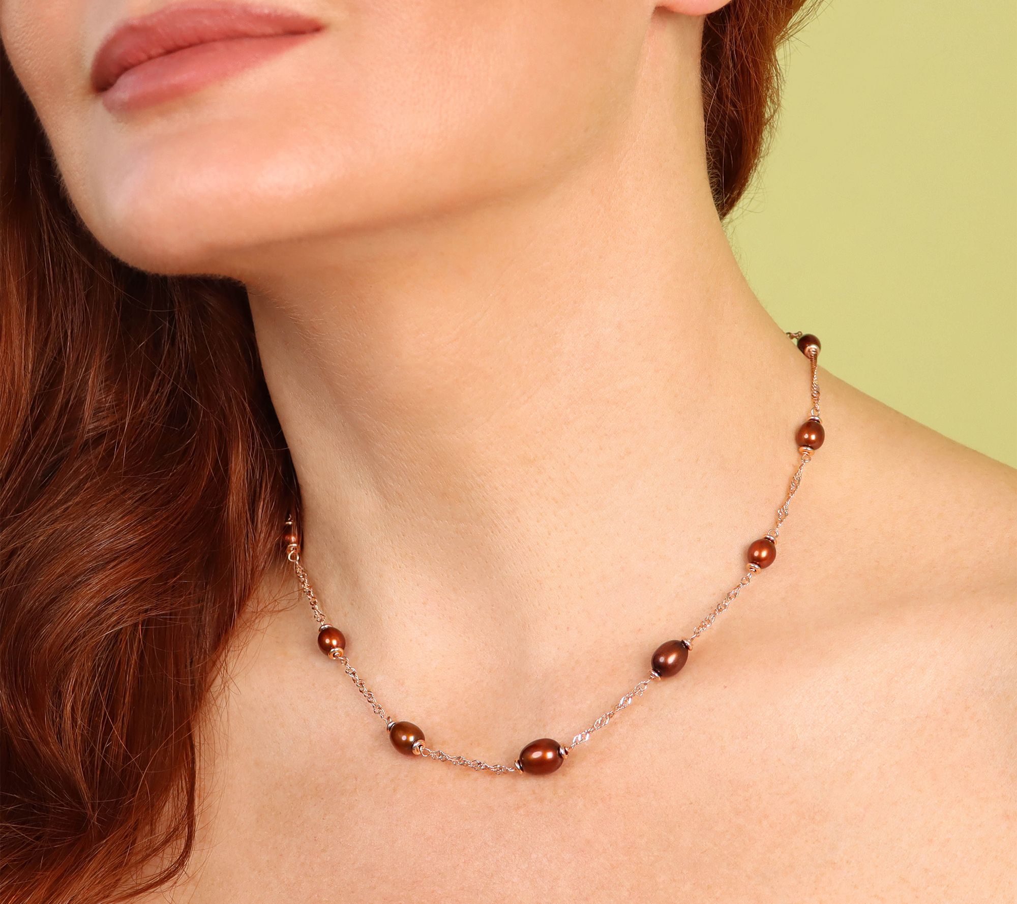 Honora Bronze Brown Cultured Pearl Station Necklace