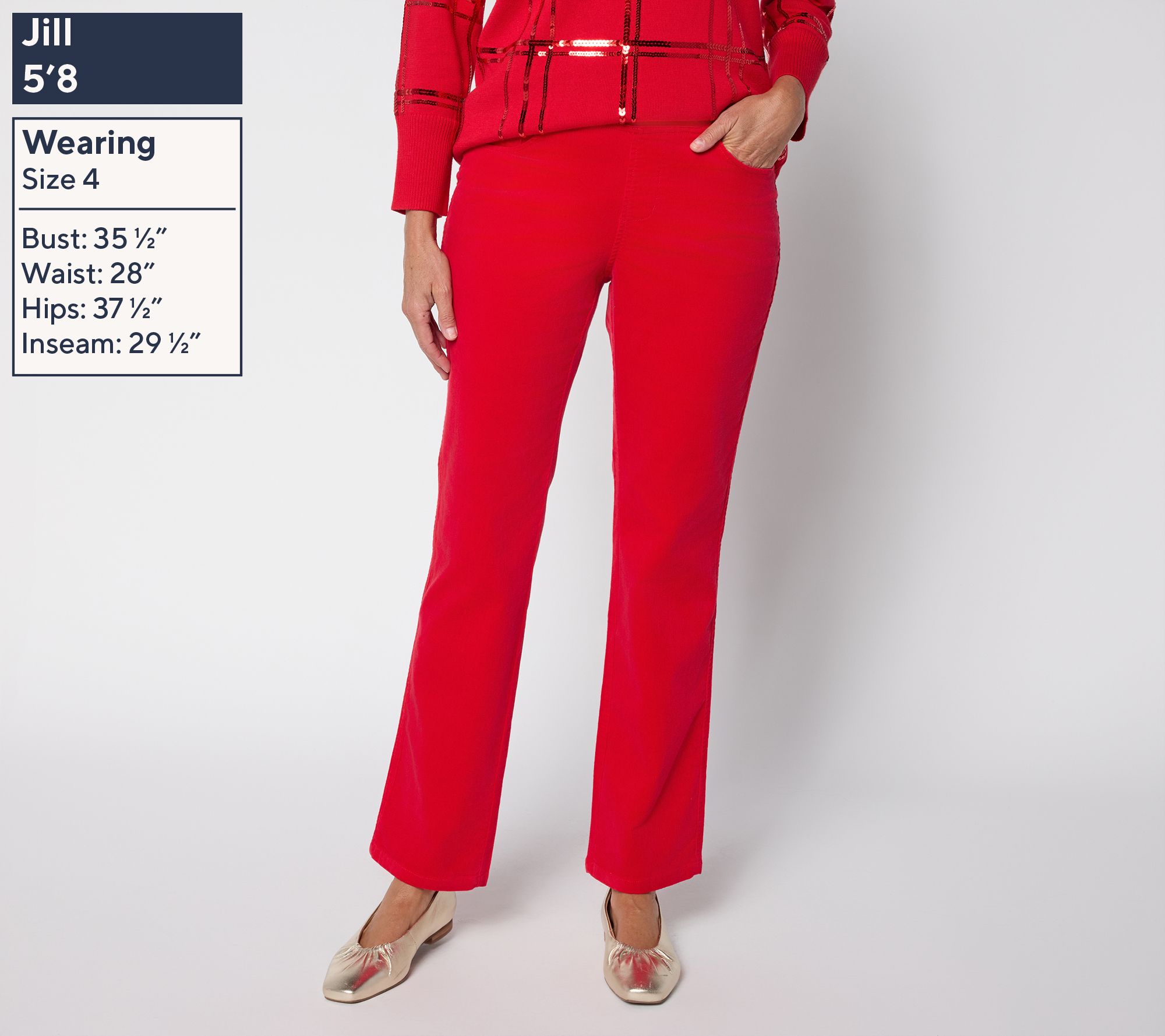 Belle by Kim Gravel Petite TripleLuxe Corduroy Straight Pant
