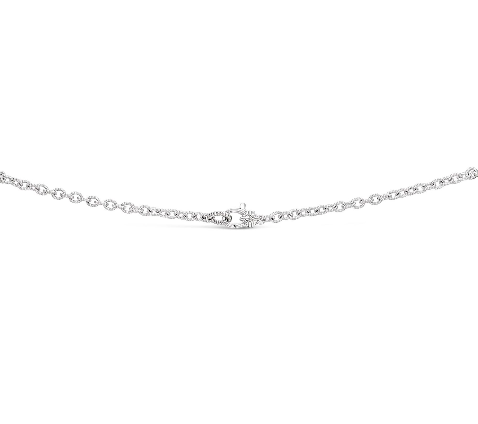 Ariva Sterling Silver Silk Textured Oval Station Necklace