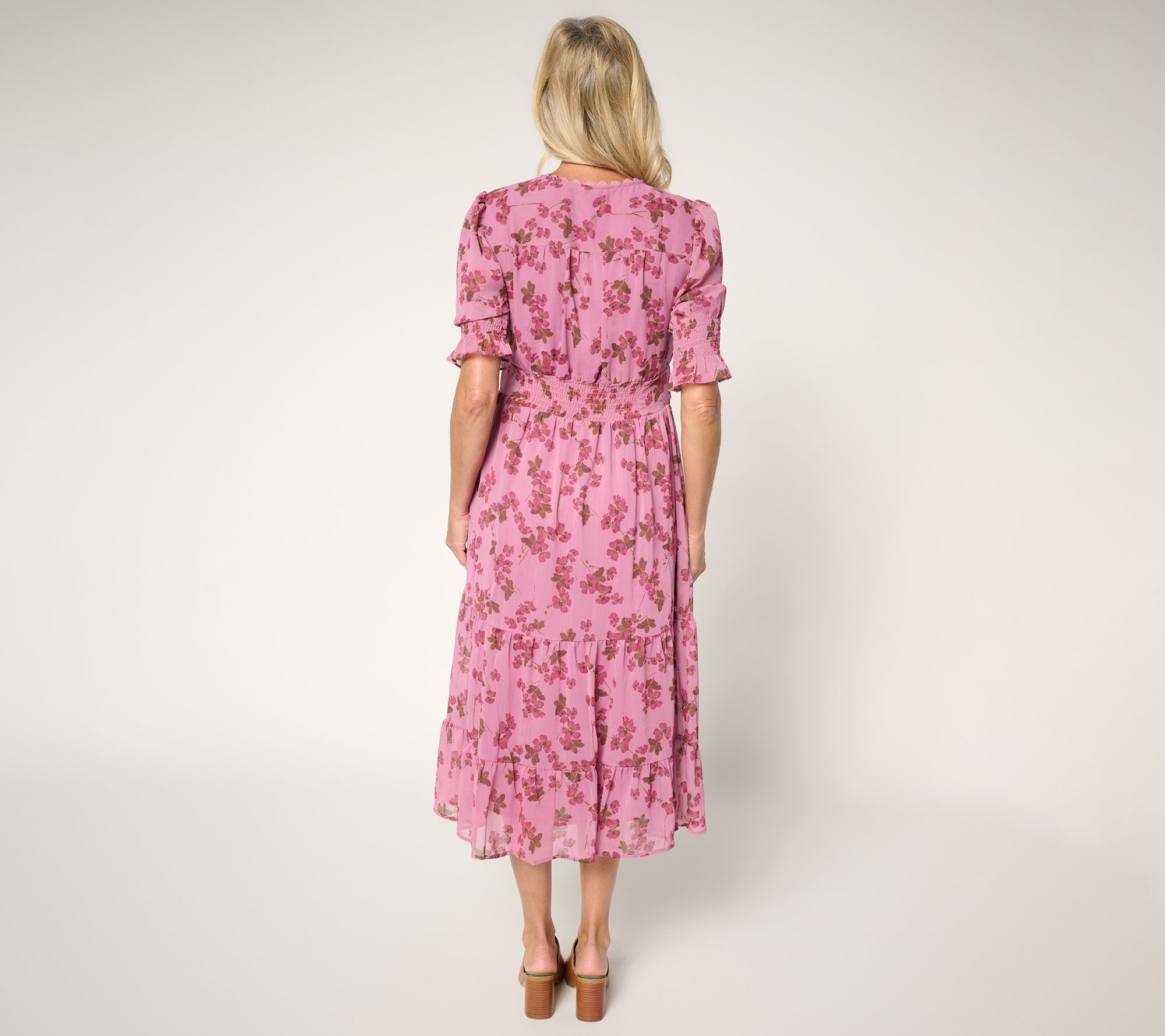 Ree by The Pioneer Woman Regular Printed Tiered Puff Sleeve Dress