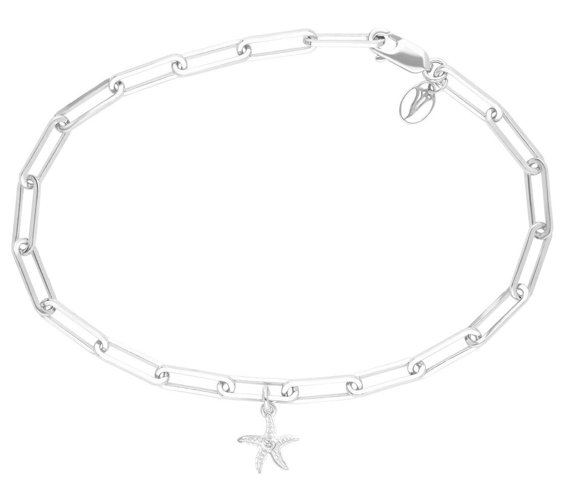 Goddaughters Sterling White Sapphire Starfish Ankle Bracelet