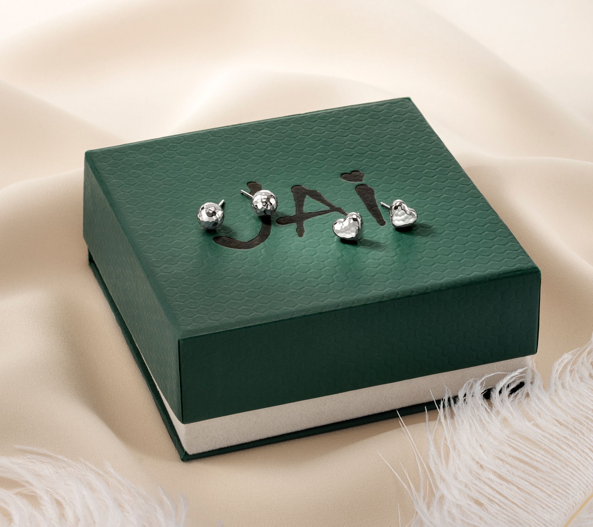 JAI Sterling Silver Hammered Stud Earrings Earrings