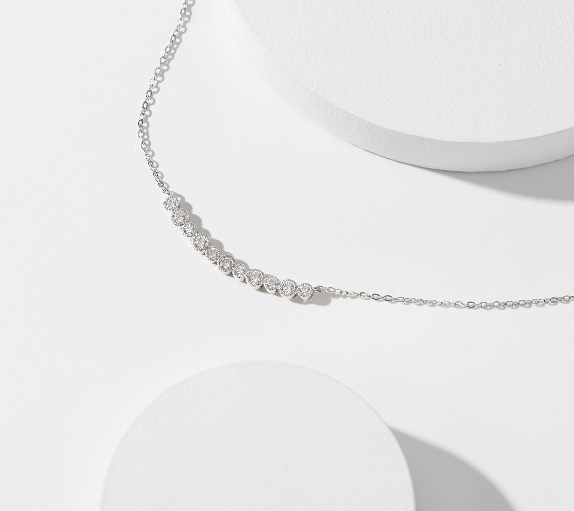 Diamonique Designer Station Necklace, Sterling Silver