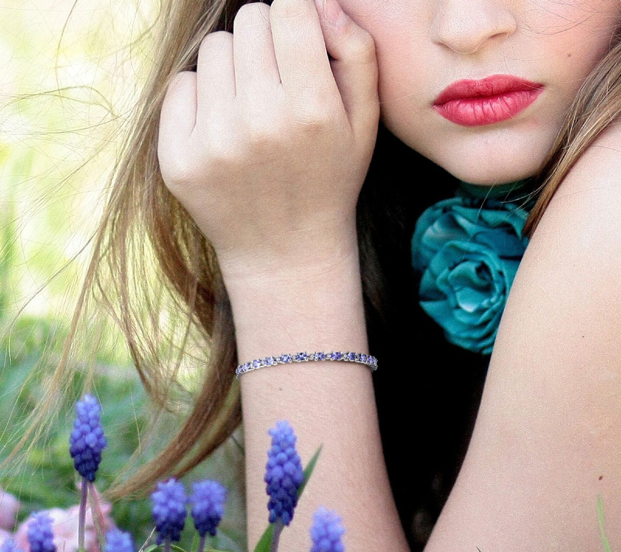 Sterling Silver 4.40 cttw Tanzanite & White Topaz Bracelet