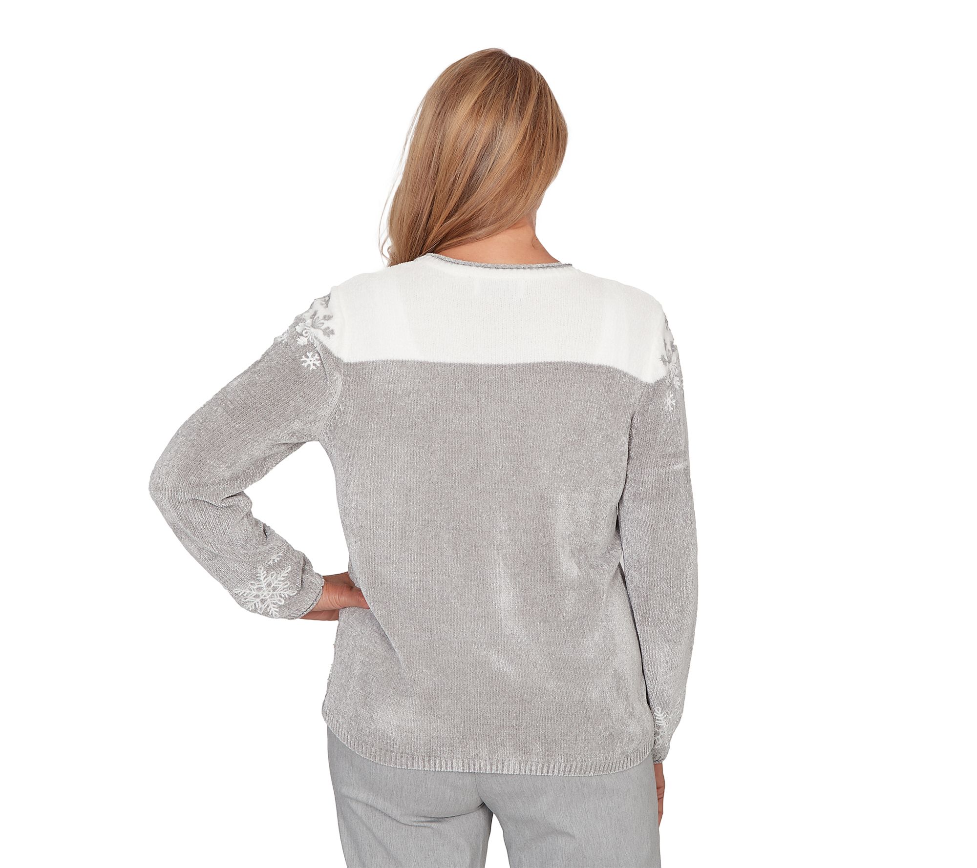 Alfred Dunner Snowflake Embroidery Chenille Sweater