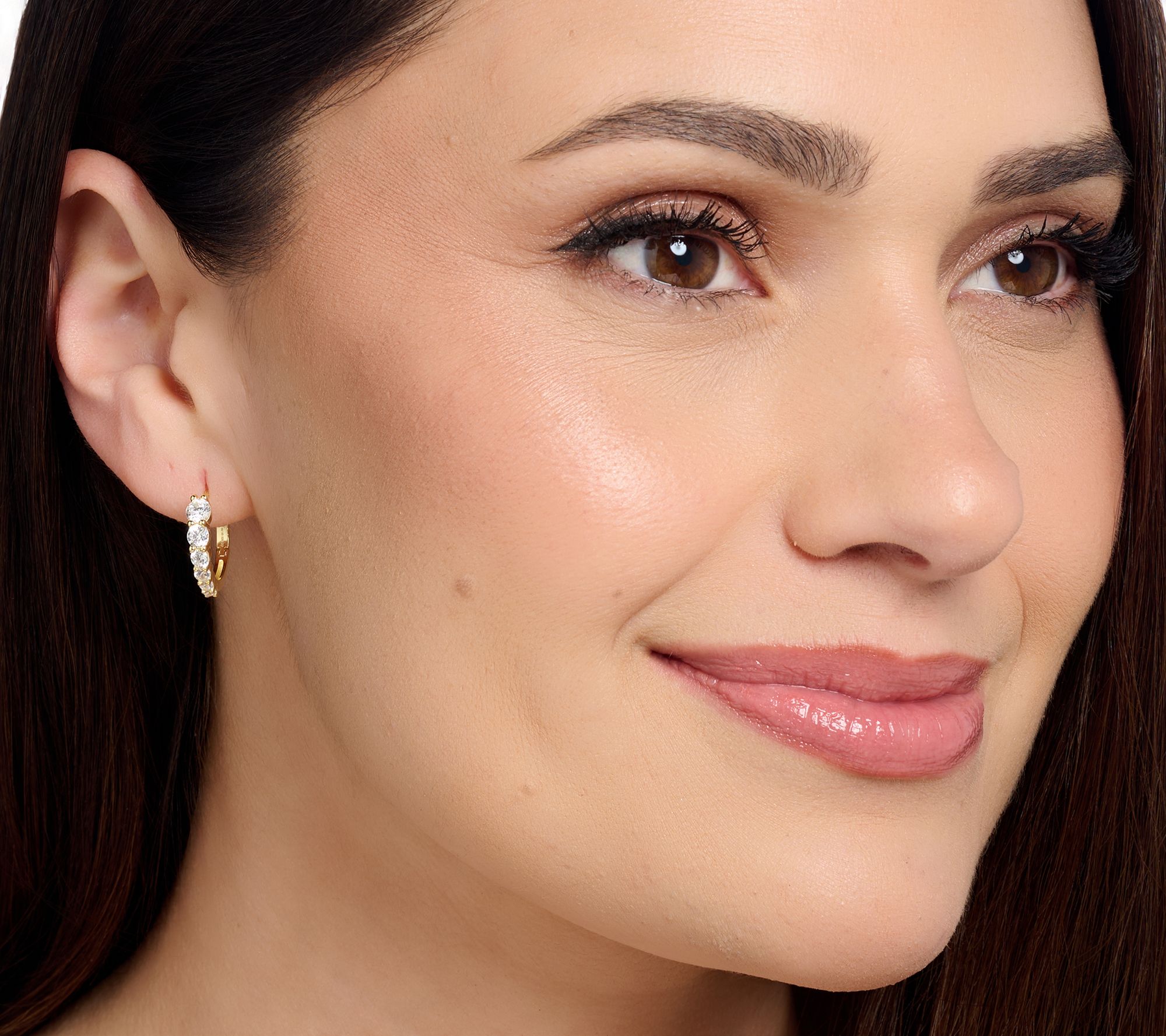 Diamonique Graduated Stone Huggie Hoop Earrings, Sterling Silver