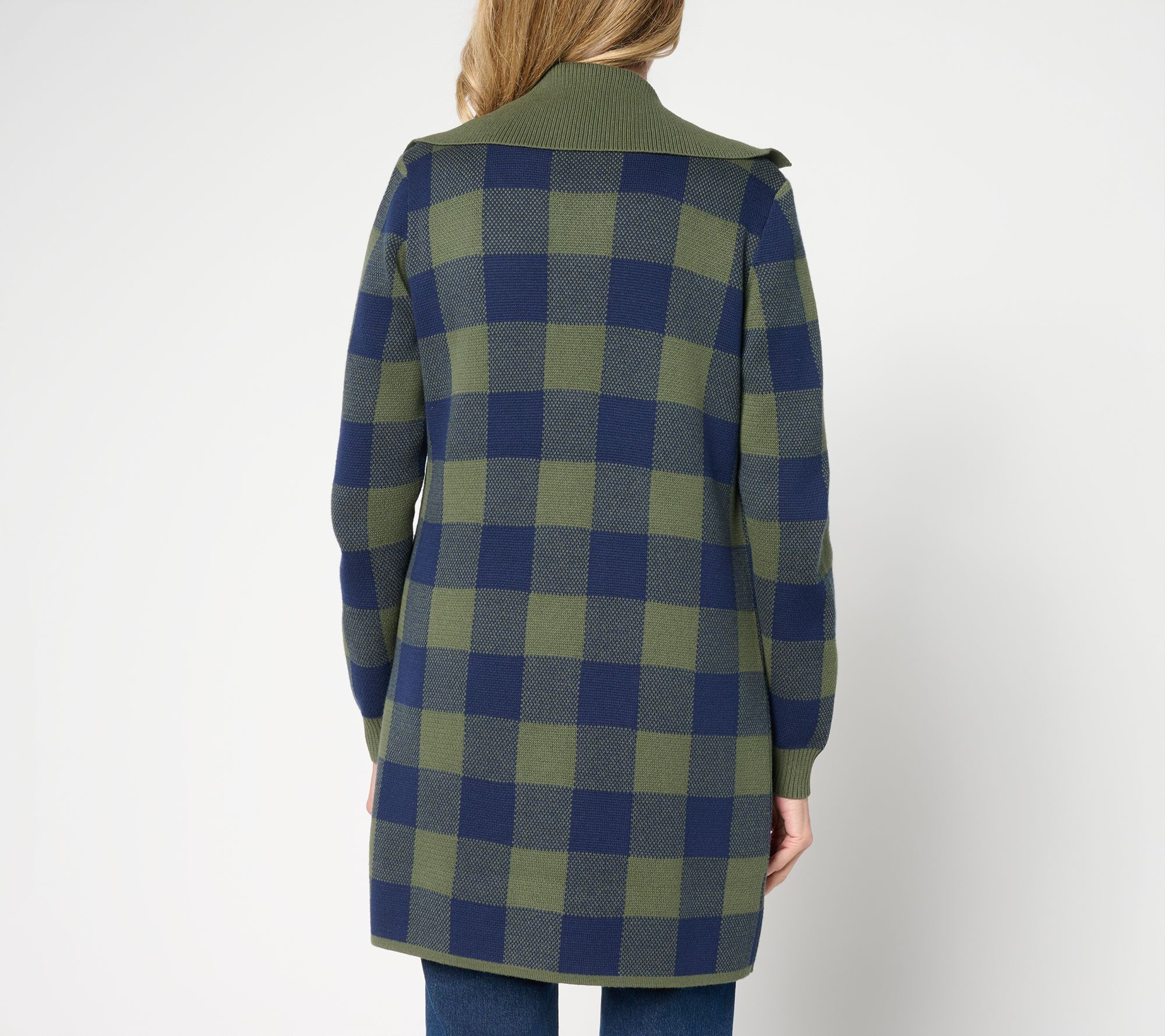 Denim & Co. Petite Button Front Sweater Tunic Cardigan