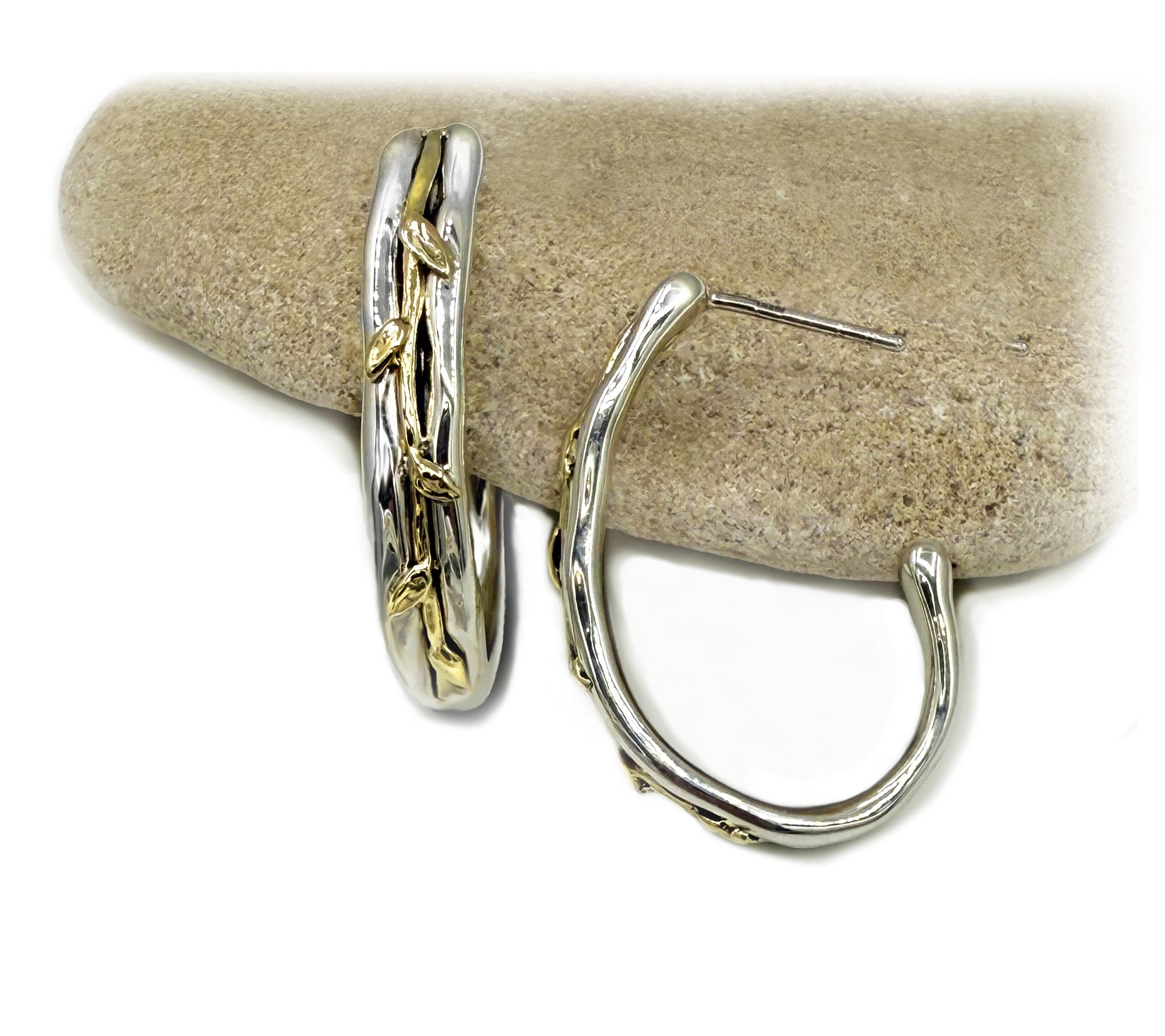 Hagit Sterling & 14K Gold Laurel Bay Wreath Hoop Earrings