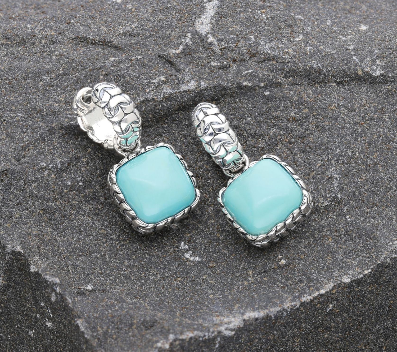 Tiffany Kay Studio Sterling Turquoise Hinged Hoop Earrings