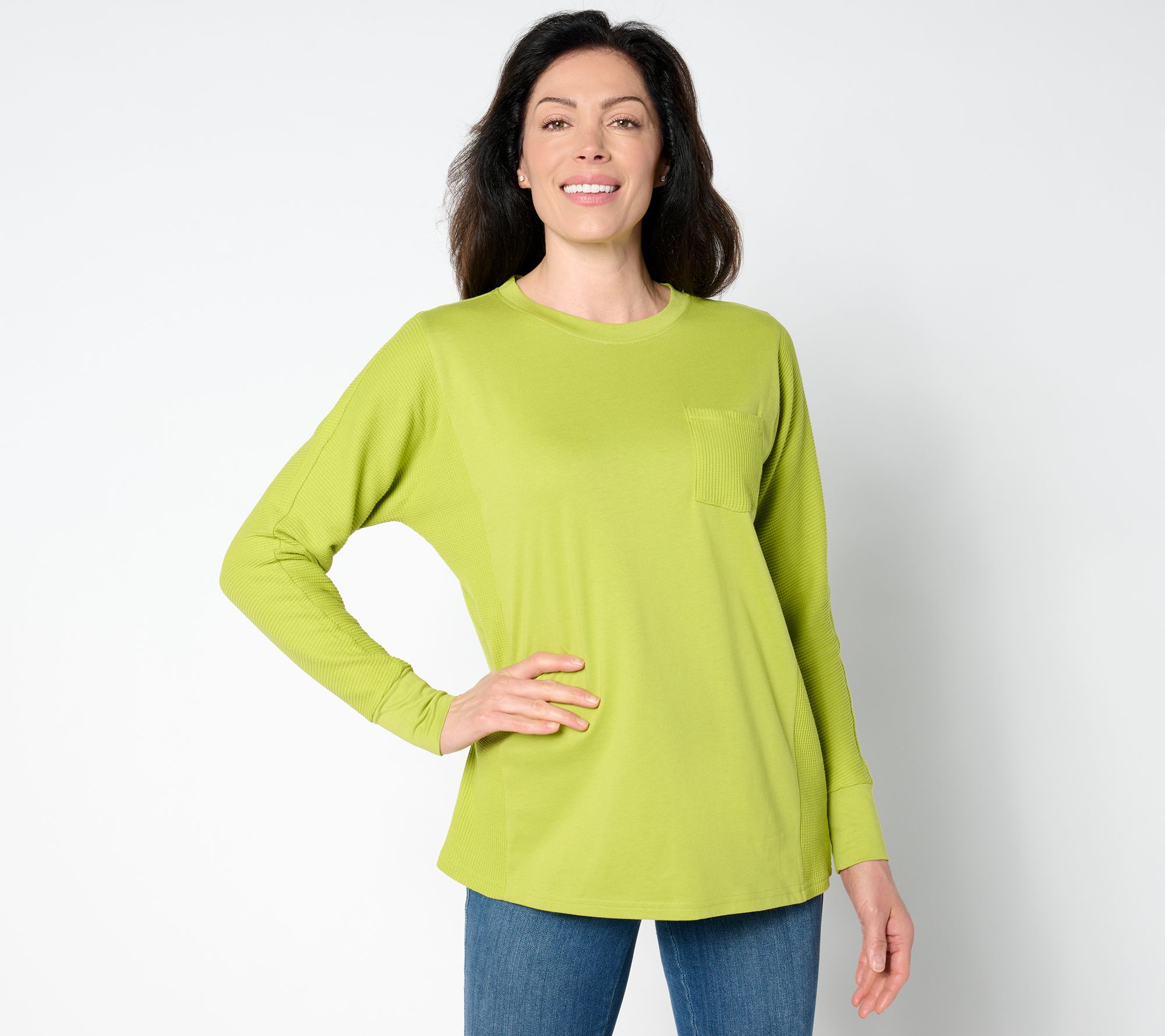 Belle by Kim Gravel Mixed Media Waffle & Jersey Slouchy Top