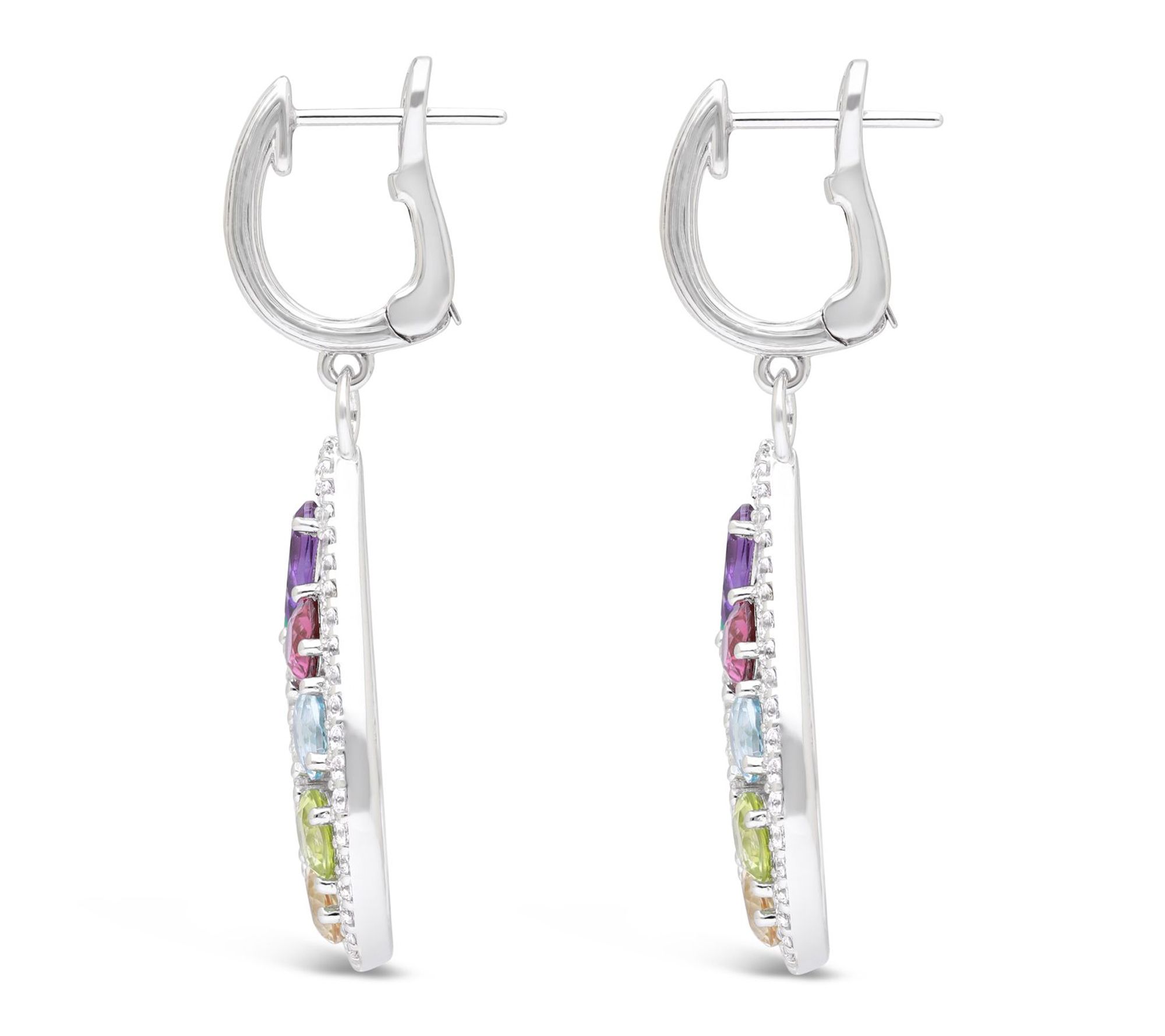 Ariva Sterling Silver Multi-Gemstone Kaleidoscope Earrings