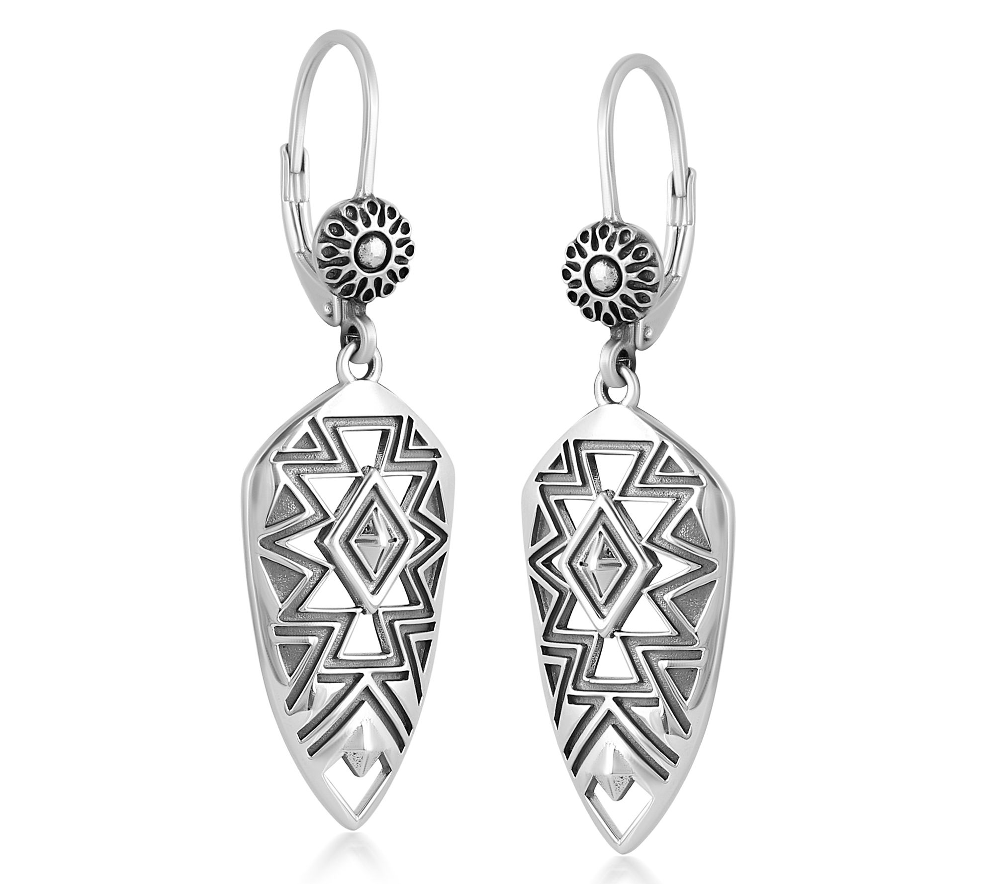 American West Sterling Silver Shield Shape Earrings