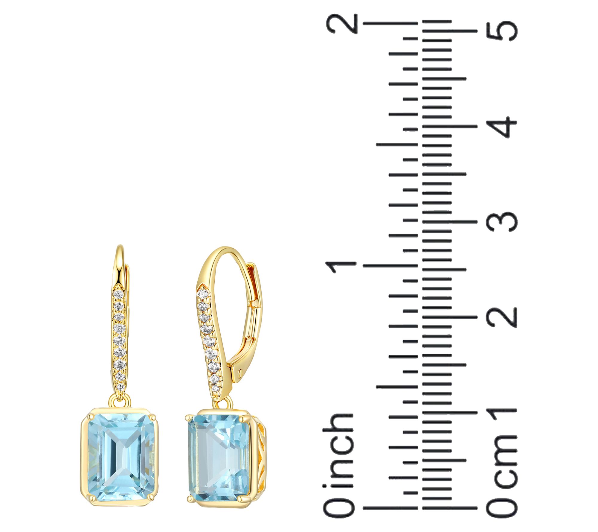 Affinity Gems Blue & White Topaz Earrings, 18K Gold Plated