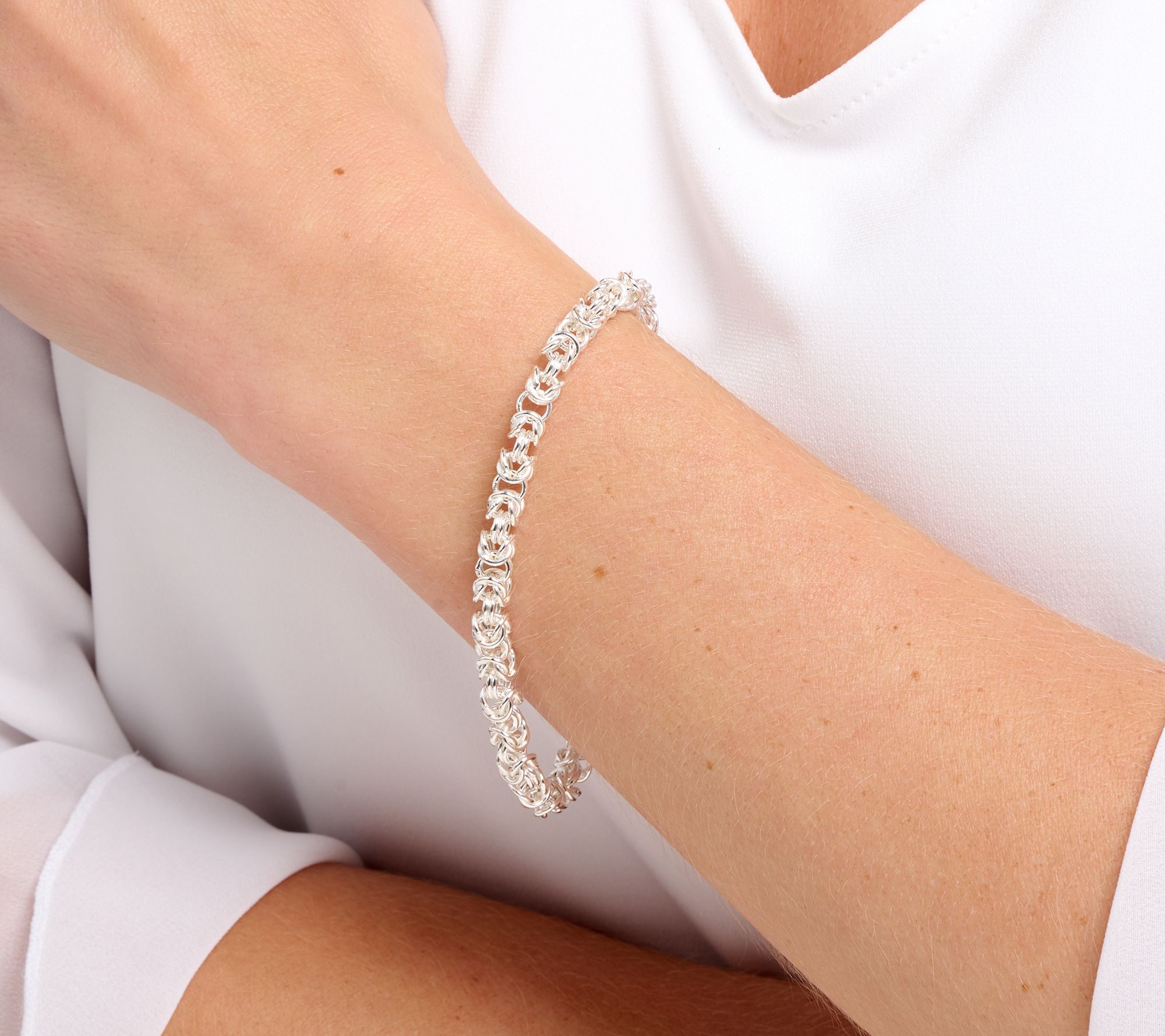 UltraFine 950 Silver Byzantine Chain Magnetic Clasp Bracelet