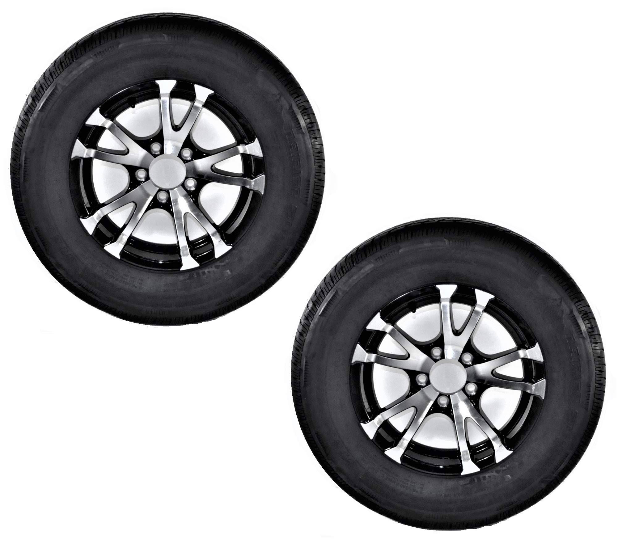2-Pack Rainier Trailer Tire and Rim ST185/80R13D 13x5 5-4.5 Mach Black Avalanche