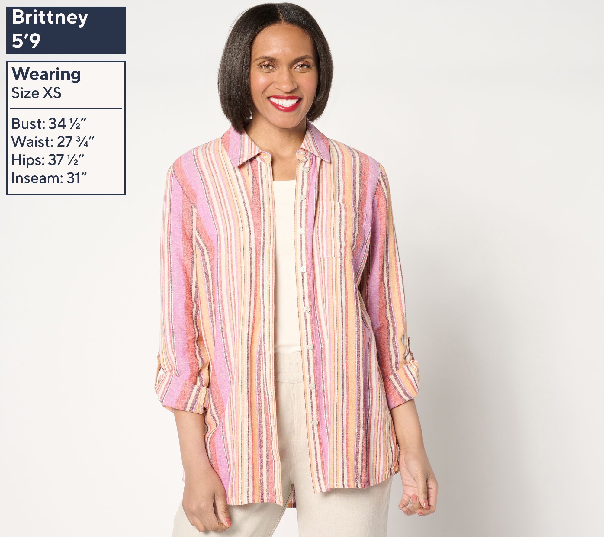 Denim & Co. Naturals Linen Blend Regular Button-Front Tunic