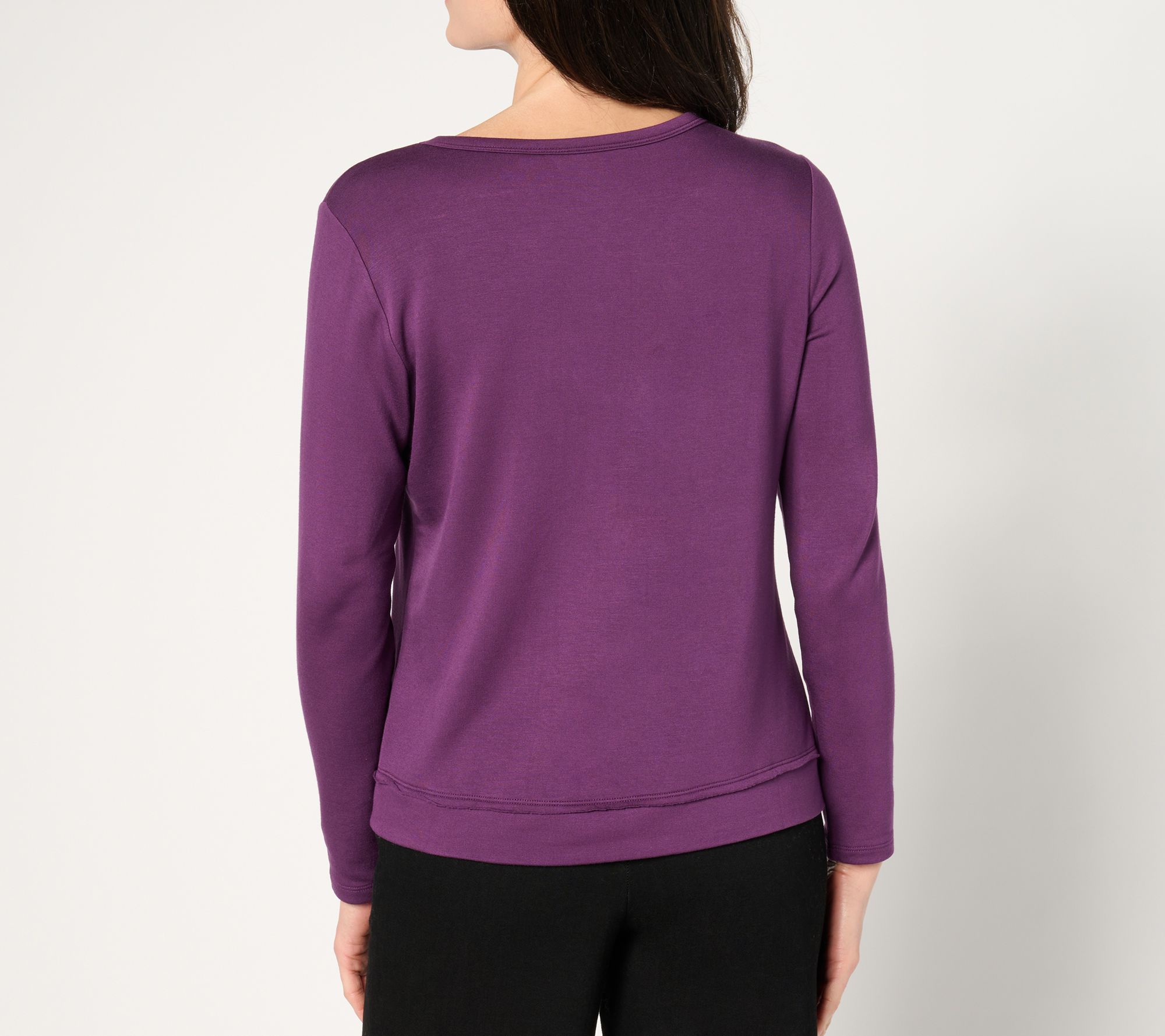 AnyBody Brushed French Terry V-Neck Pullover