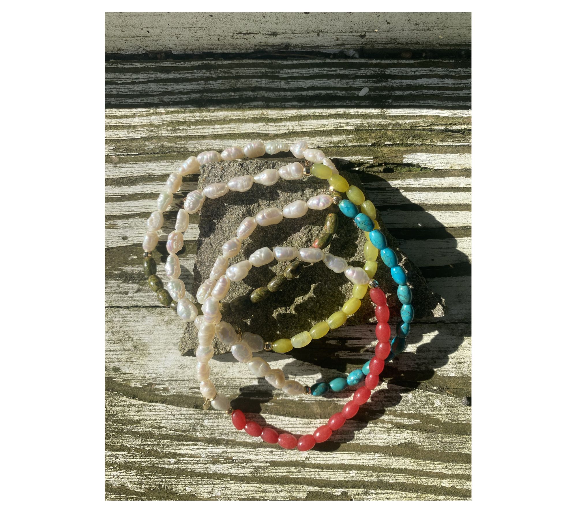 Alkeme 10K Gold SHARE ME set of 4 Gemstone Bracelets