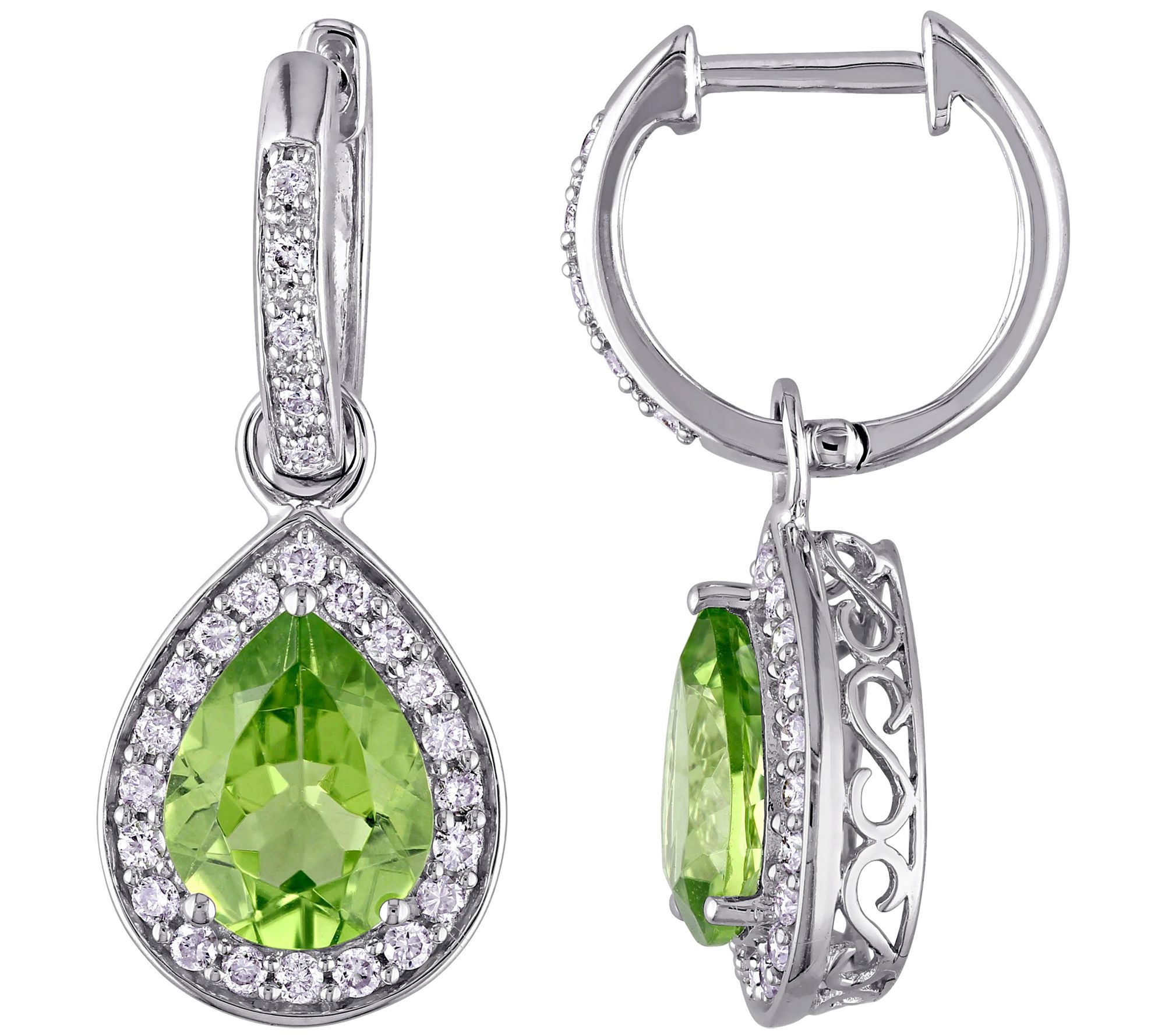 Bellini 14K 3.30 cttw Peridot & 4/10 cttw Diamond Earrings