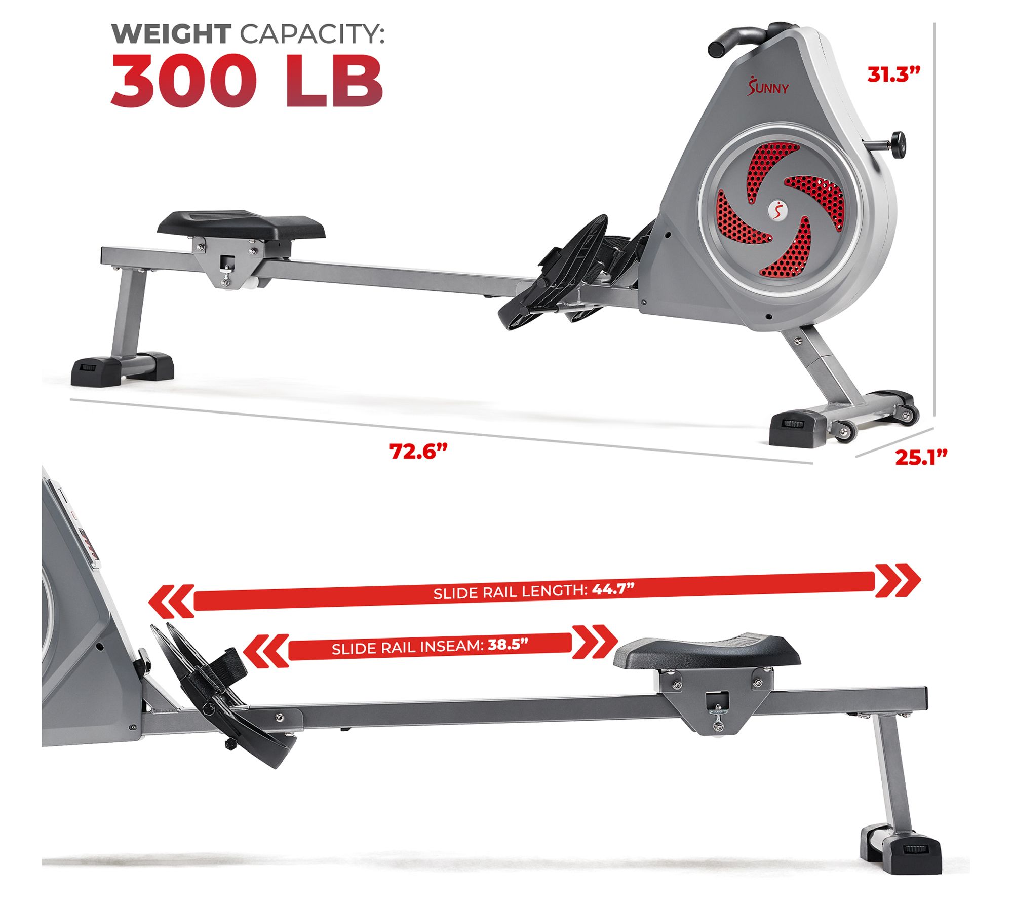 Sunny Health & Fitness Dynamic Air Rower w/ Sun nyFit App