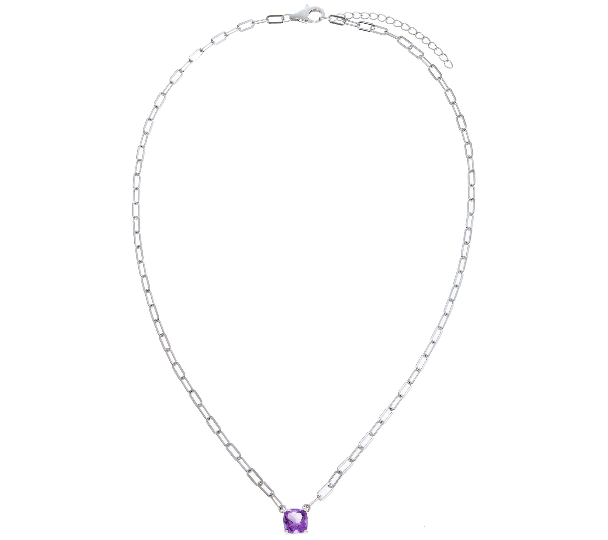 Affinity Gems Cushion Cut Gemstone Necklace, Sterling Silver