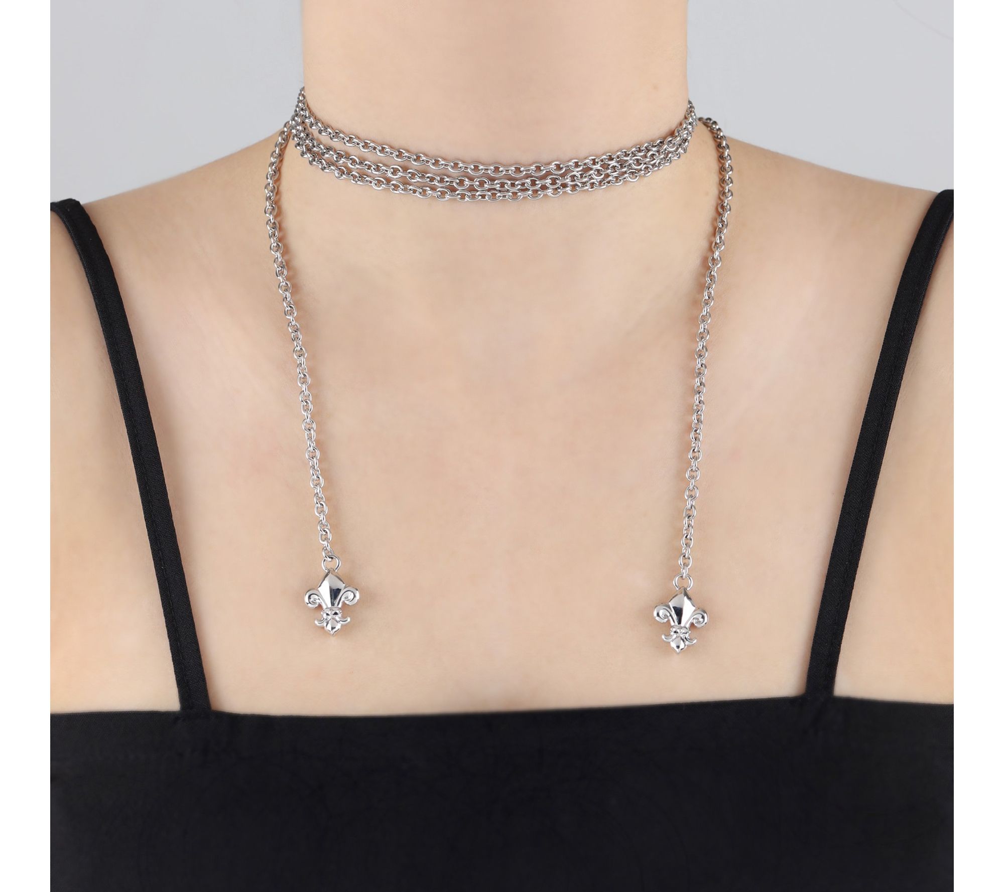 Margo Manhattan Sterling Silver Fleur De Lis Wrap Necklace