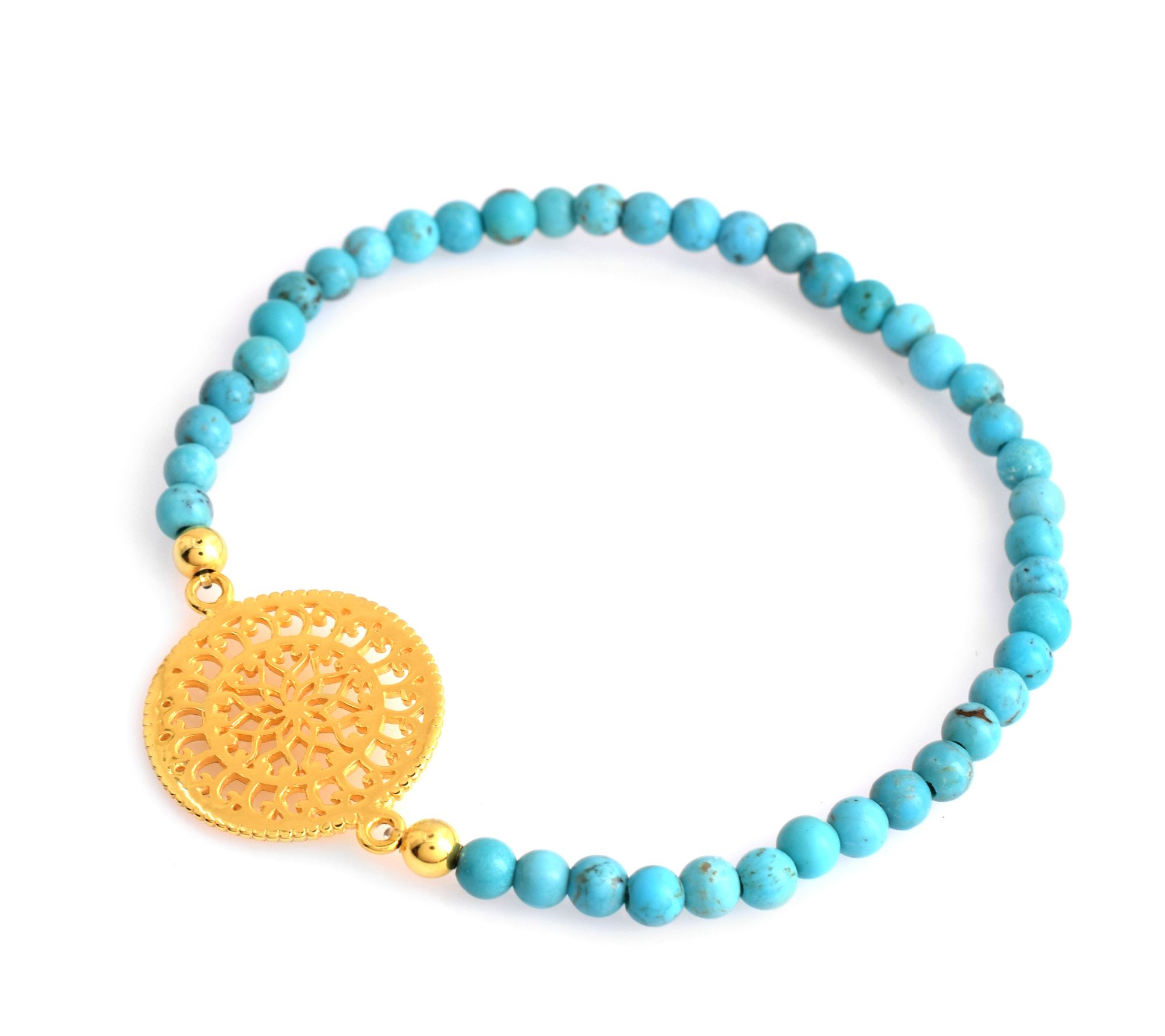 14K Gold Plated Turquoise Bead Stretch Bracelet