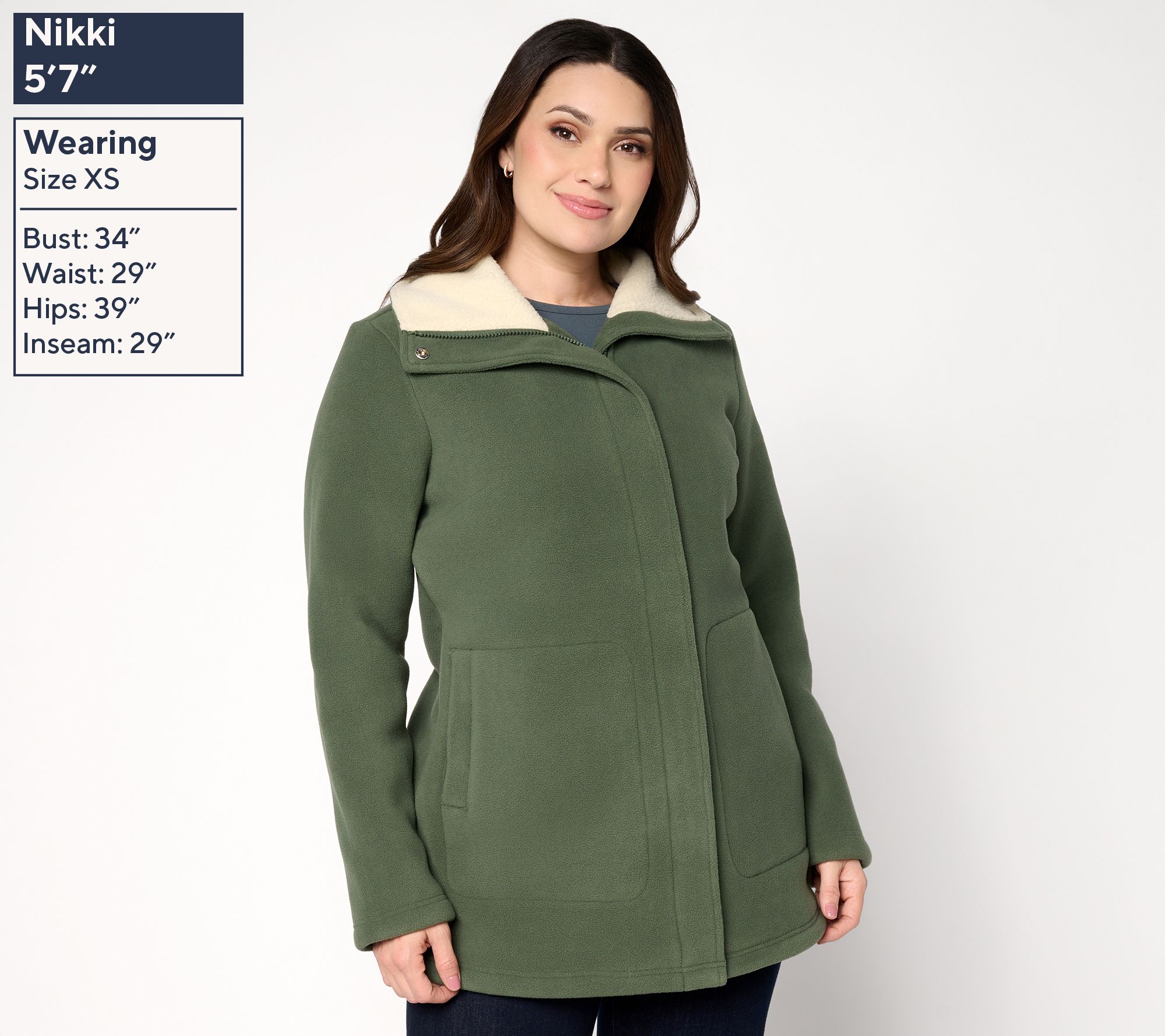 Denim & Co. Regular Fleece Bonded Sherpa Jacket with 2-Way Zip