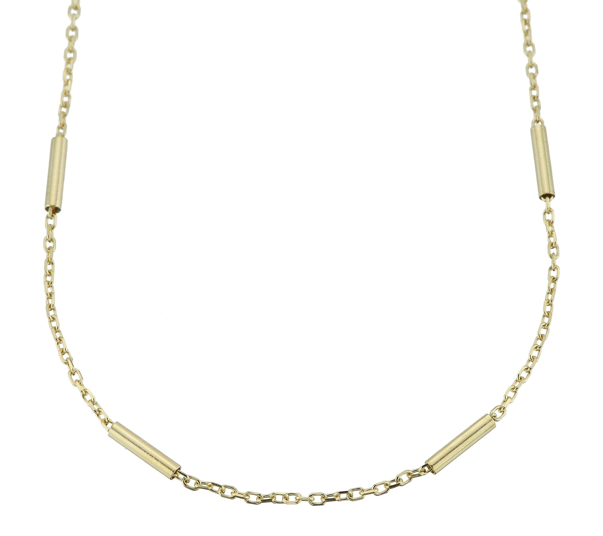 Silver Style 1.5mm Bar Station Cable Chain Necklace, Sterling