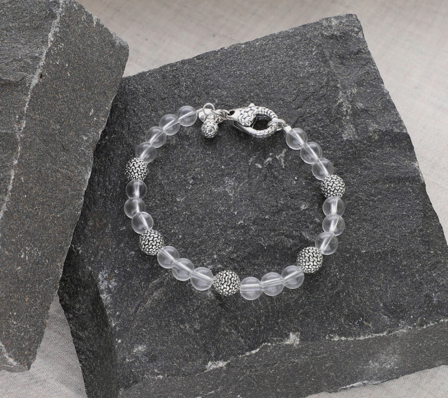 Tiffany Kay Studio Sterling Rock Crystal Bead Station Bracelet