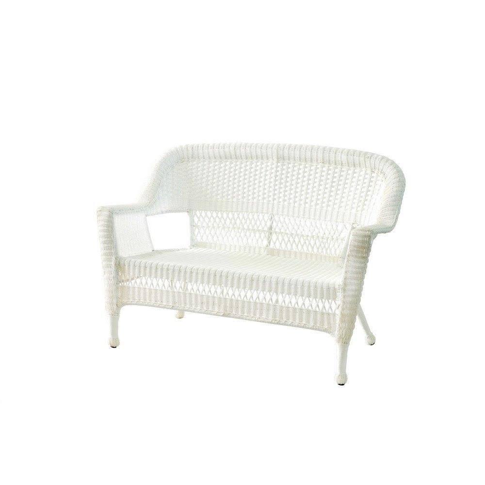 Jeco, White Wicker Patio Love Seat