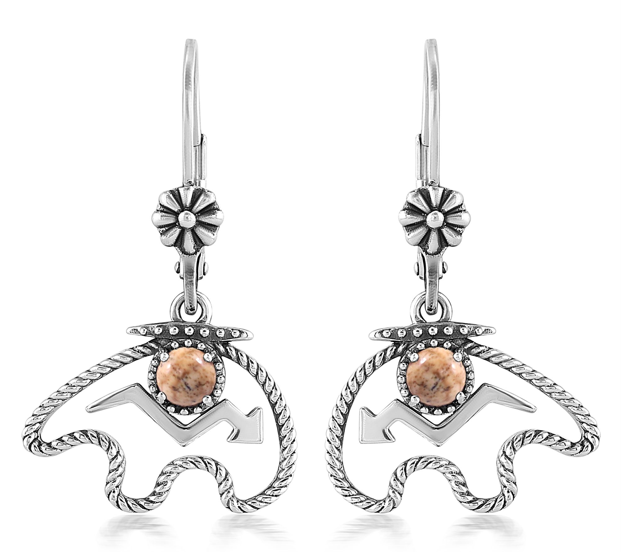 American West Sterling Gemstone Bear Lever BackEarrings