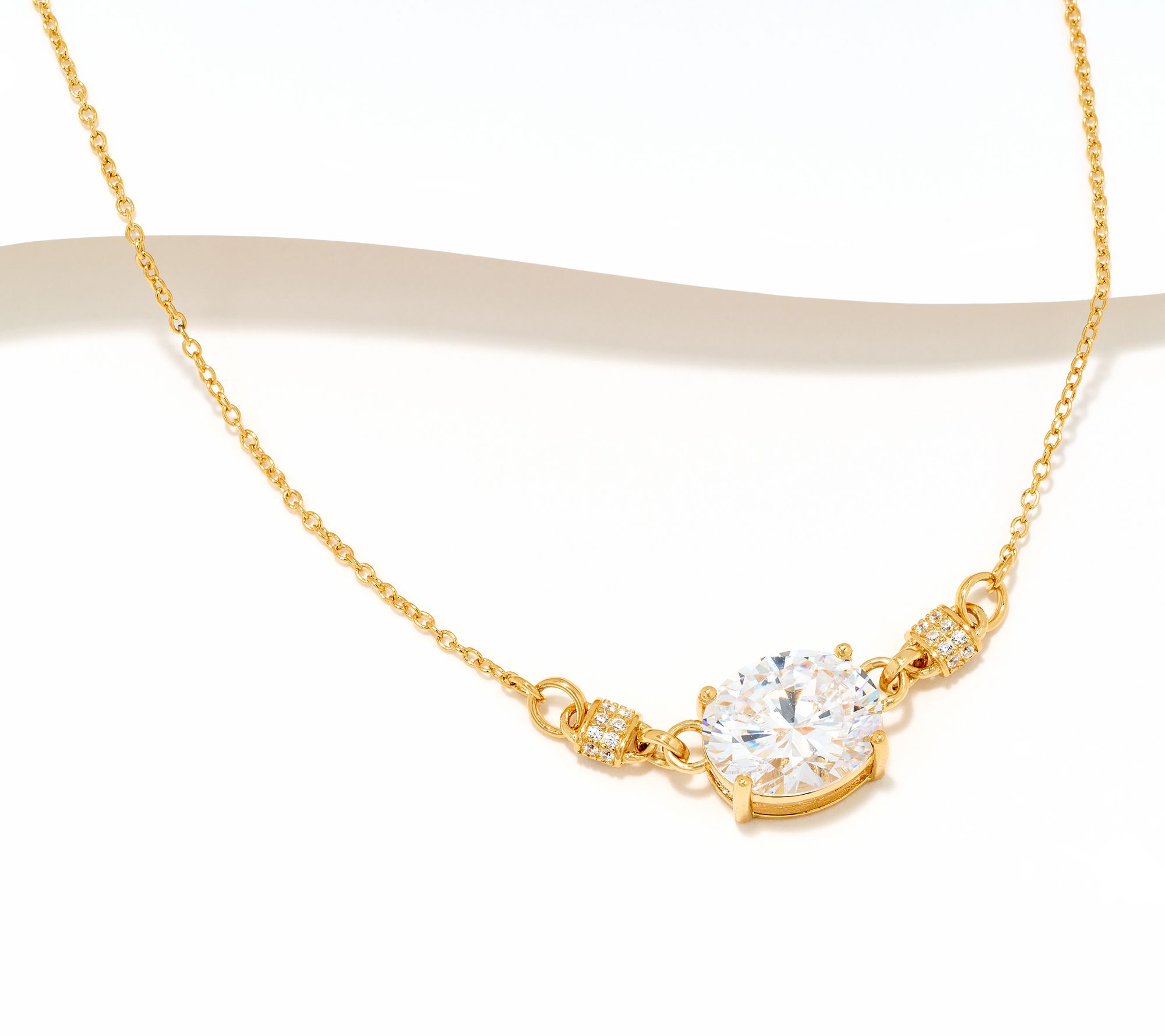 Diamonique Classics Pave Rondelle Link Necklace, Sterling Silver