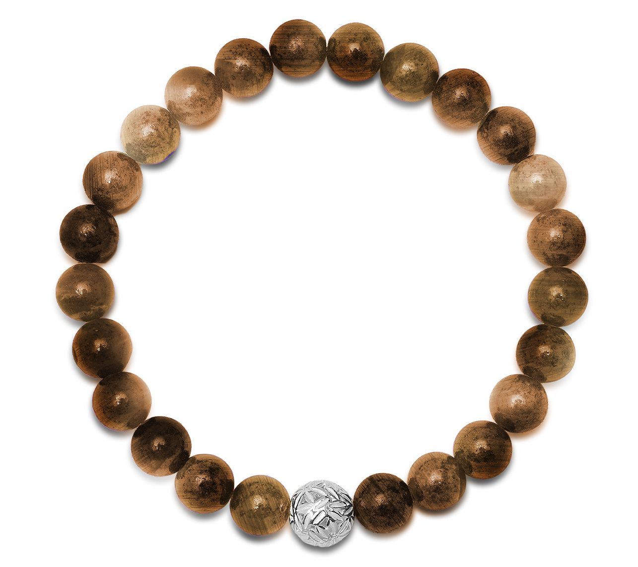 Silver Style Men's Gemstone Beaded Bracelet, Sterling