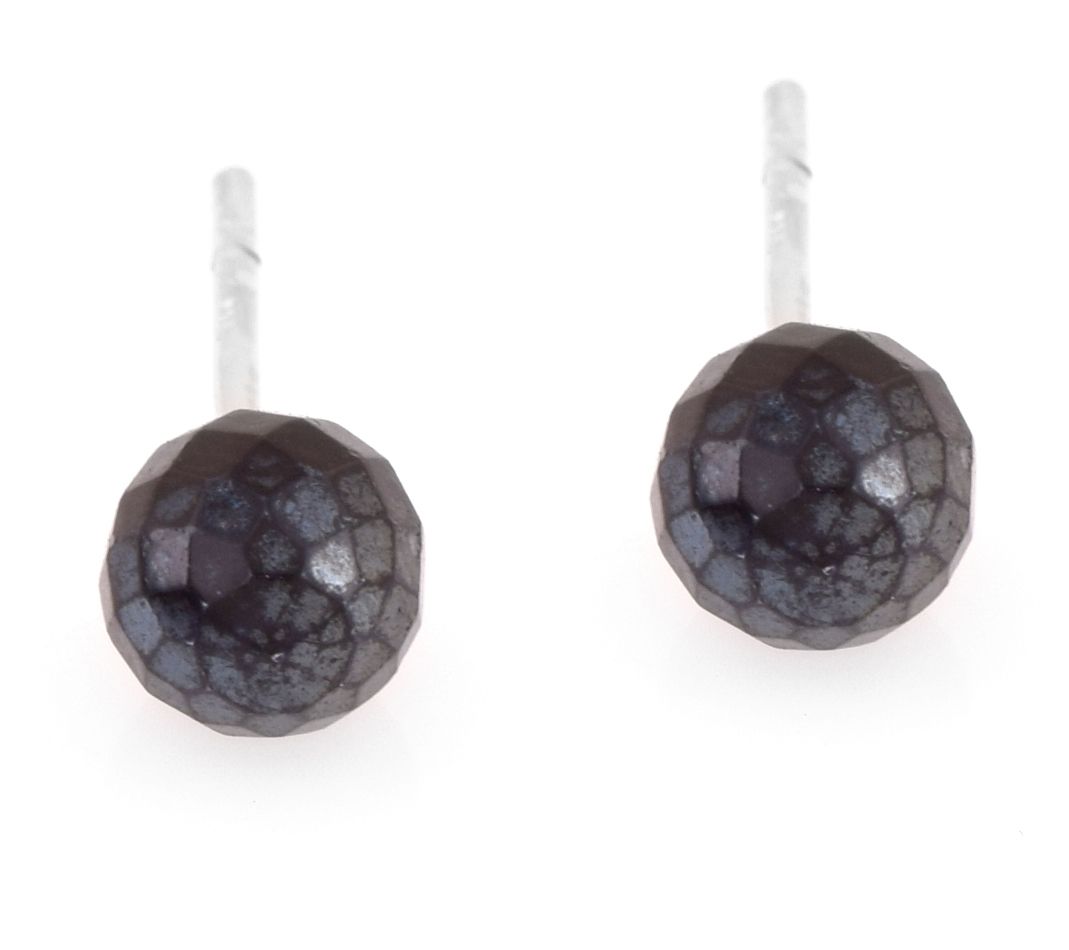 Sterling Silver Coated Black Spinel Stud Earrings