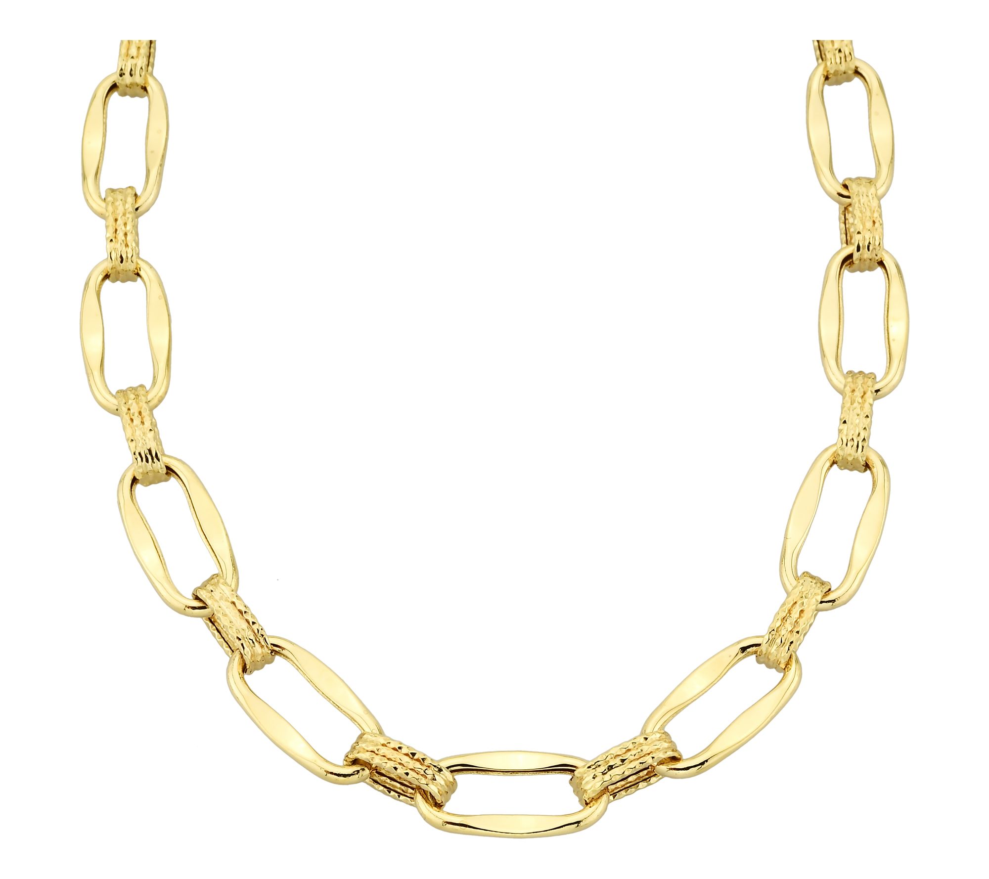 Adorna 14K Gold Oval Hammered Link Necklace